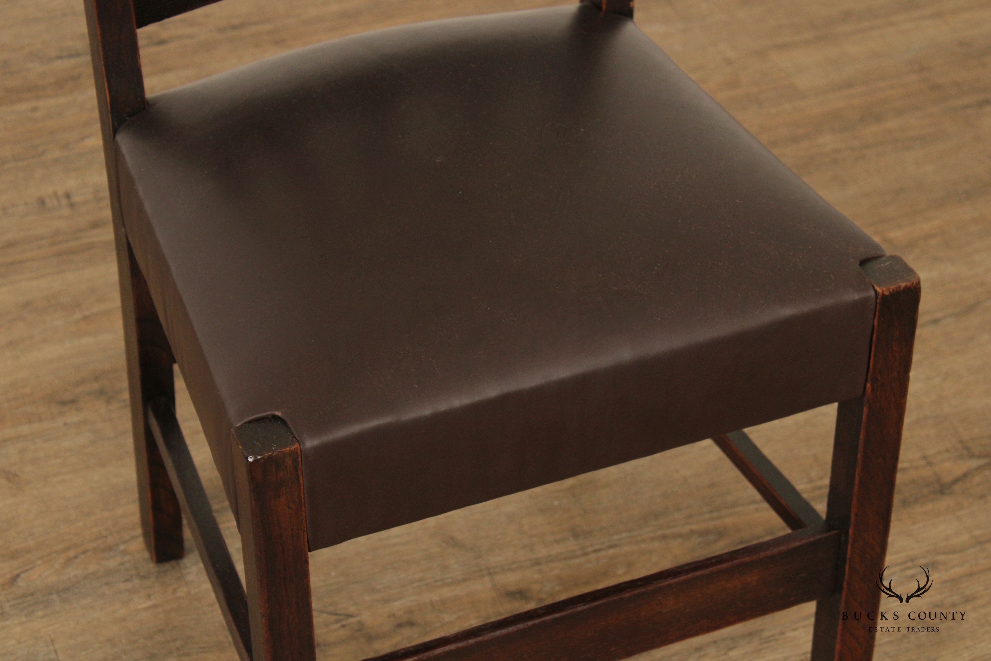 Antique Mission Oak Leather Side Chair