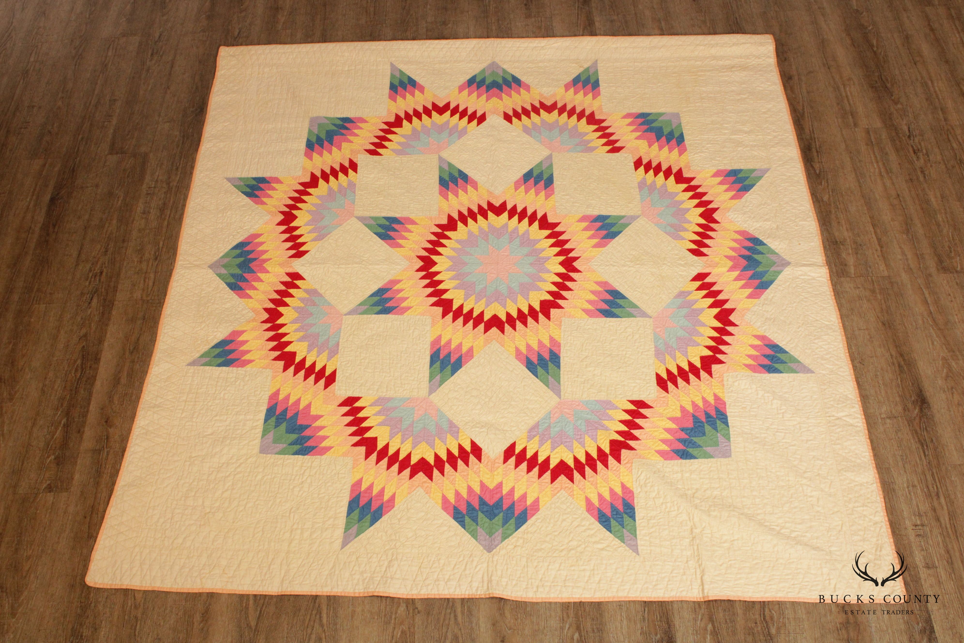 Vintage 'Broken Star' Pattern Quilt