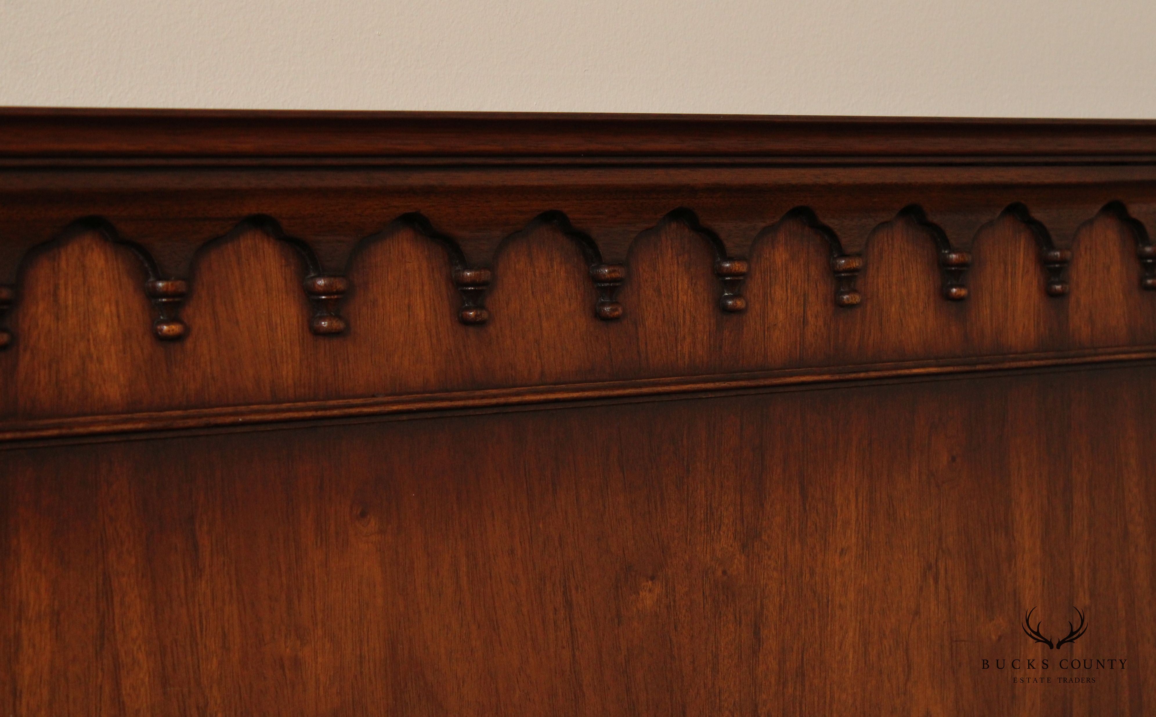 Victorian Style Carved Walnut Queen Size Headboard