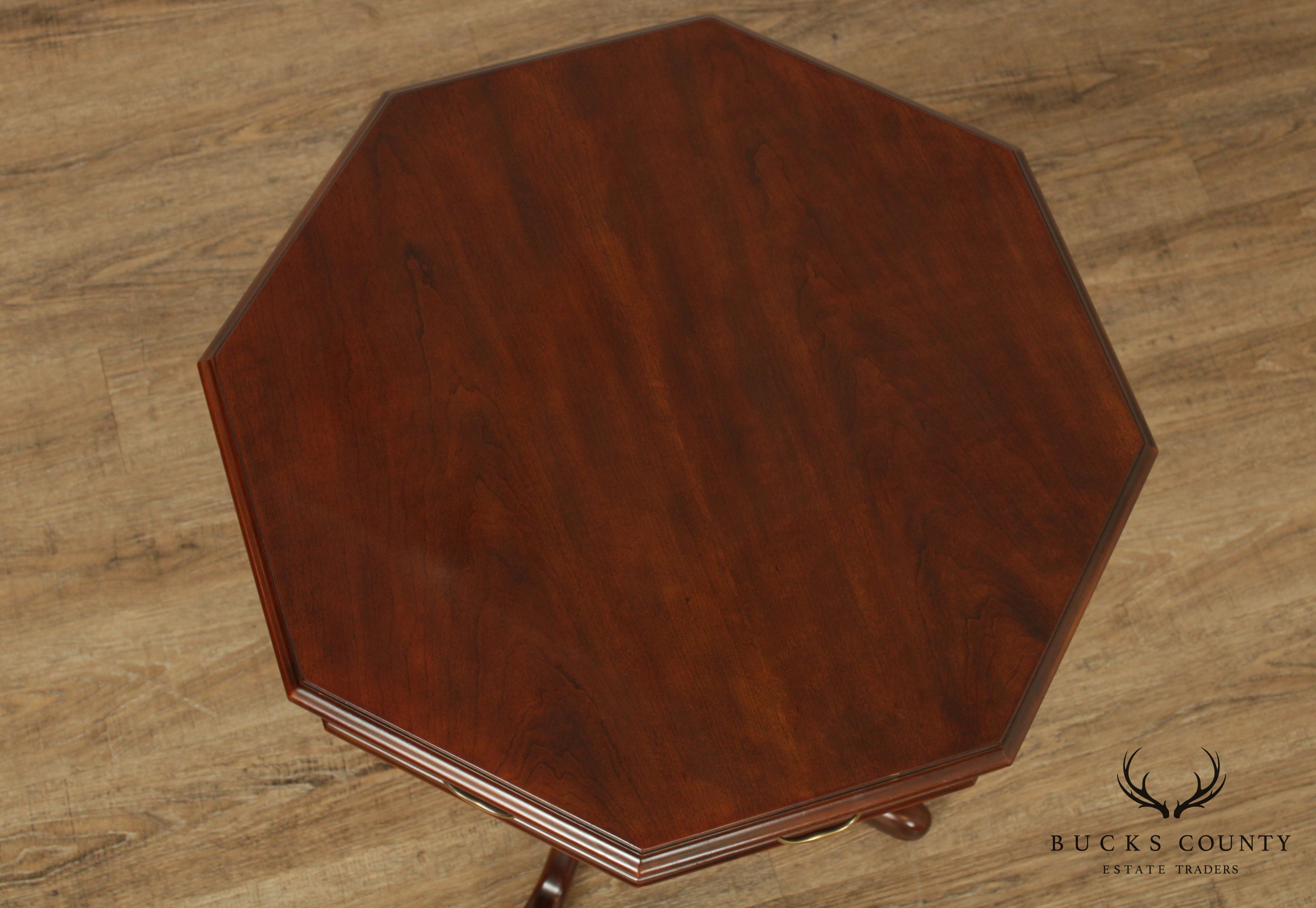 Drexel Heritage Vintage Cherry Queen Anne Pedestal Lamp Table