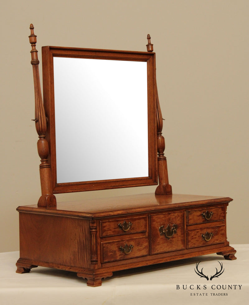 Robert Hogg Vintage Chippendale Style Dresser Top Shaving Mirror with Drawers