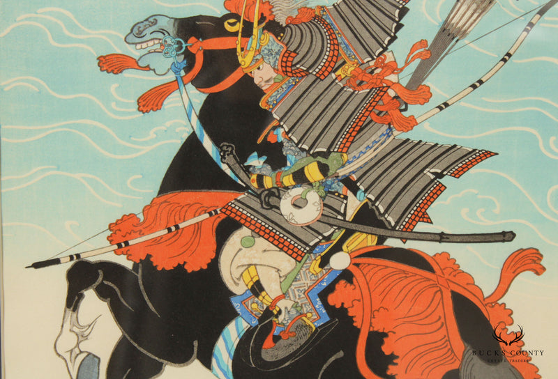 Japanese Woodblock Print 'Warrior Kajiwara Kagesue' after Sadanobu Hasegawa