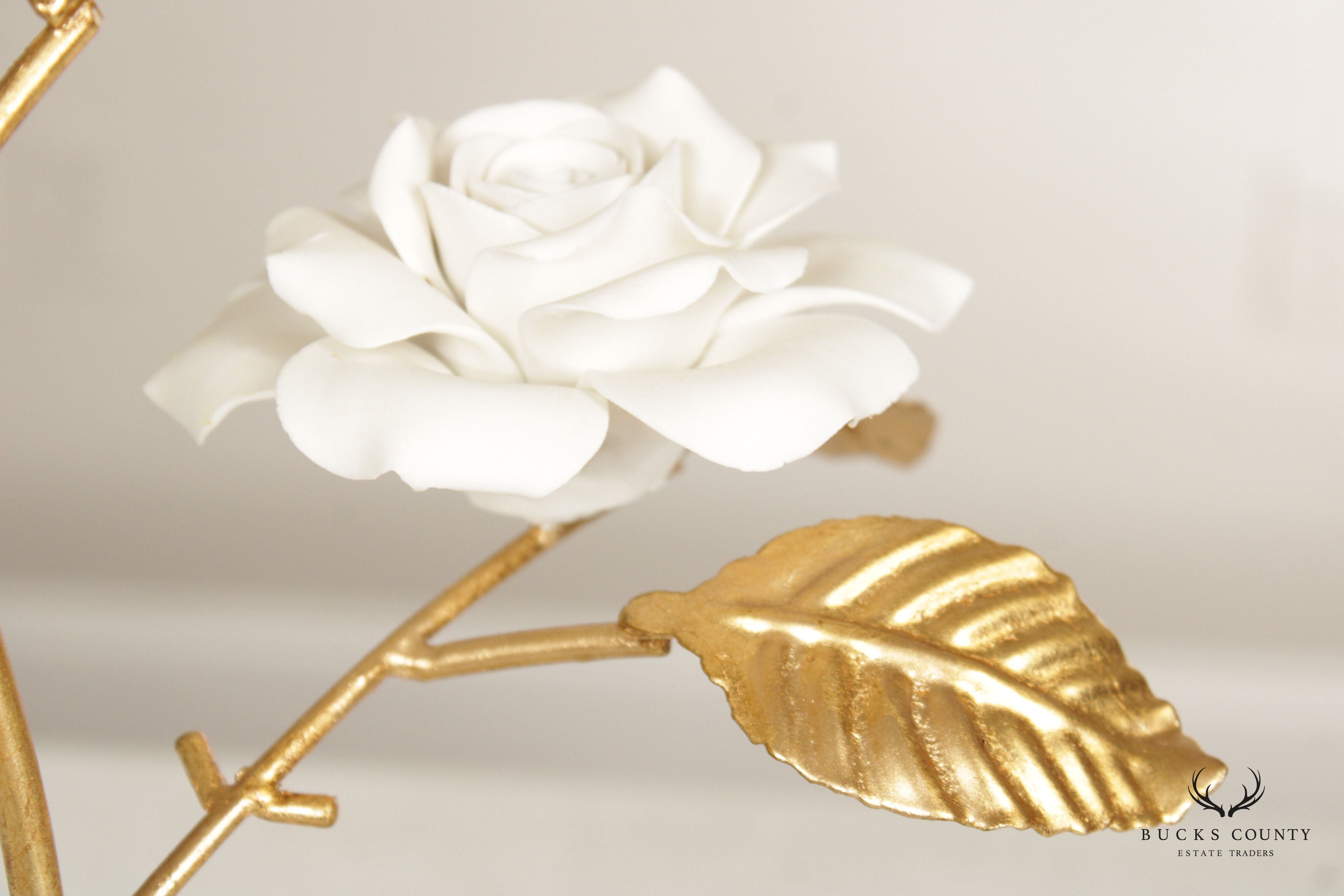 Chelsea House Contemporary Porcelain and Crystal Rose Sculpture