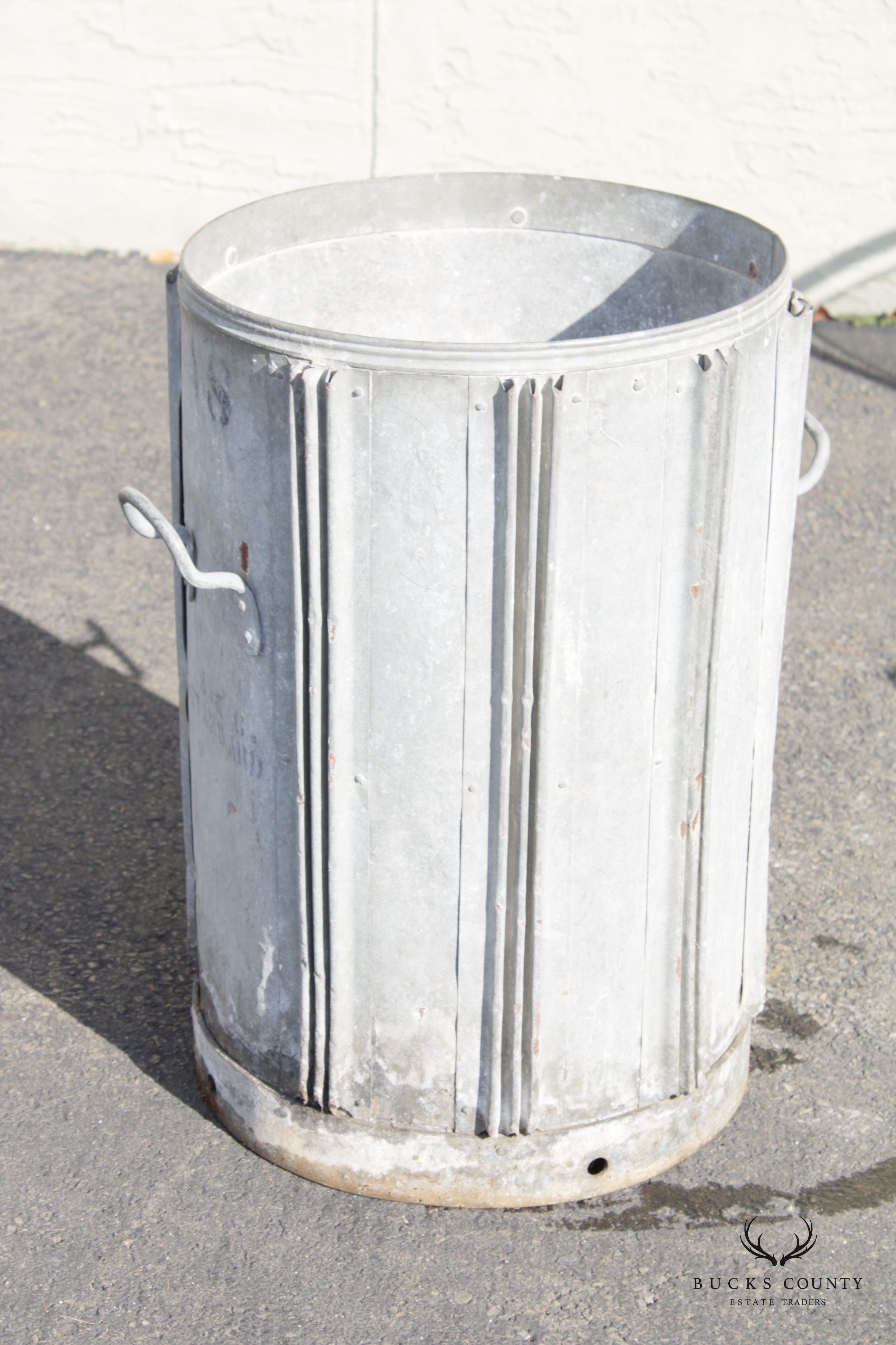 Vintage Steel Trash Can or Hot Coal Bin