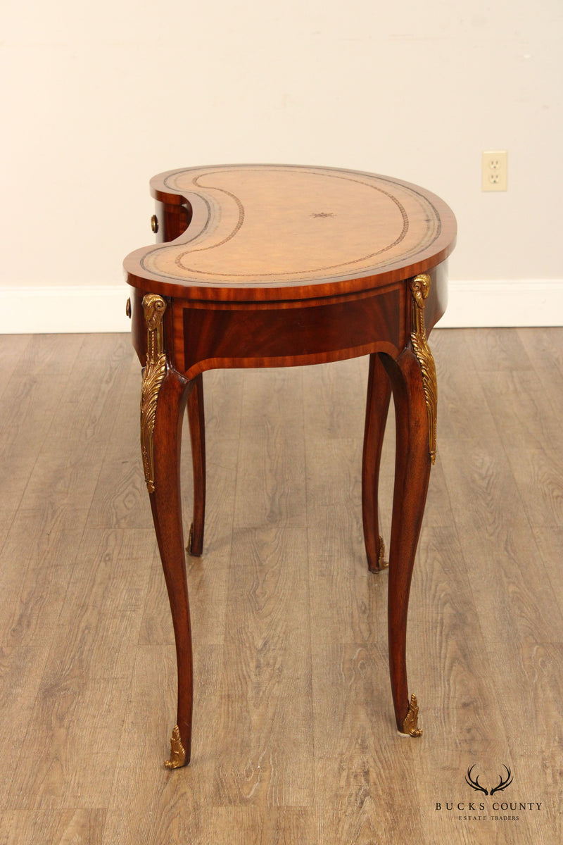 Maitland Smith French Louis XV Style Leather Top Mahogany Writing Desk