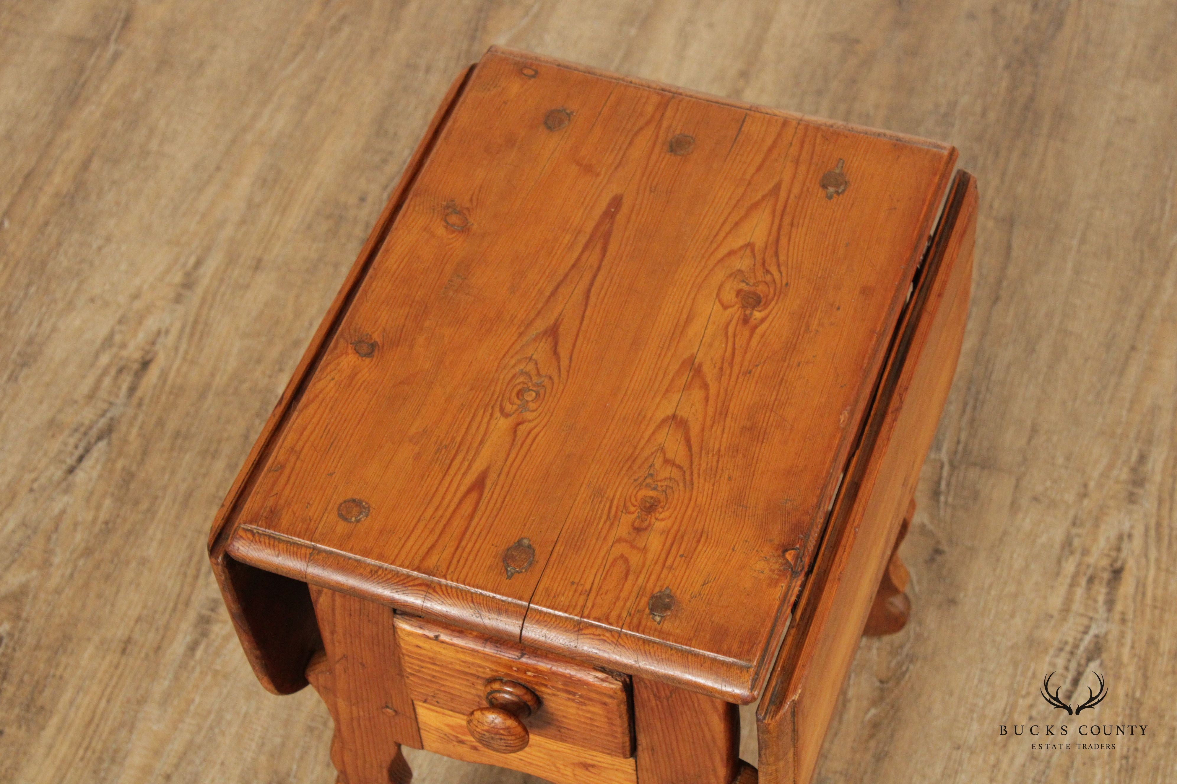 Antique Pine Drop Leaf Tavern Side Table