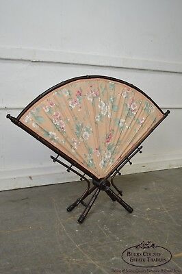 Antique Associated Artist Aesthetic Faux Bamboo Fire Screen