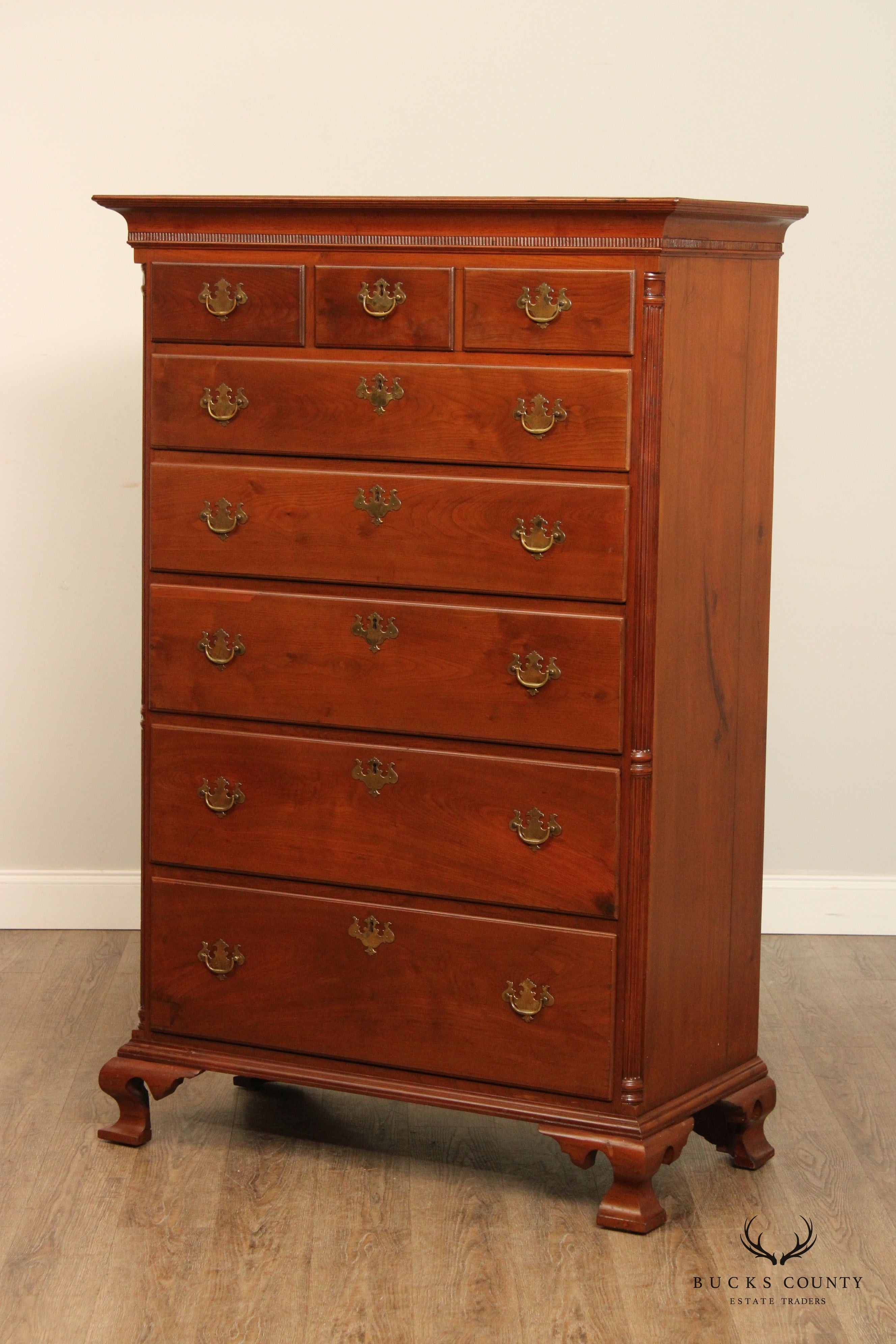 Antique American Chippendale Period Walnut Tall Chest of Drawers