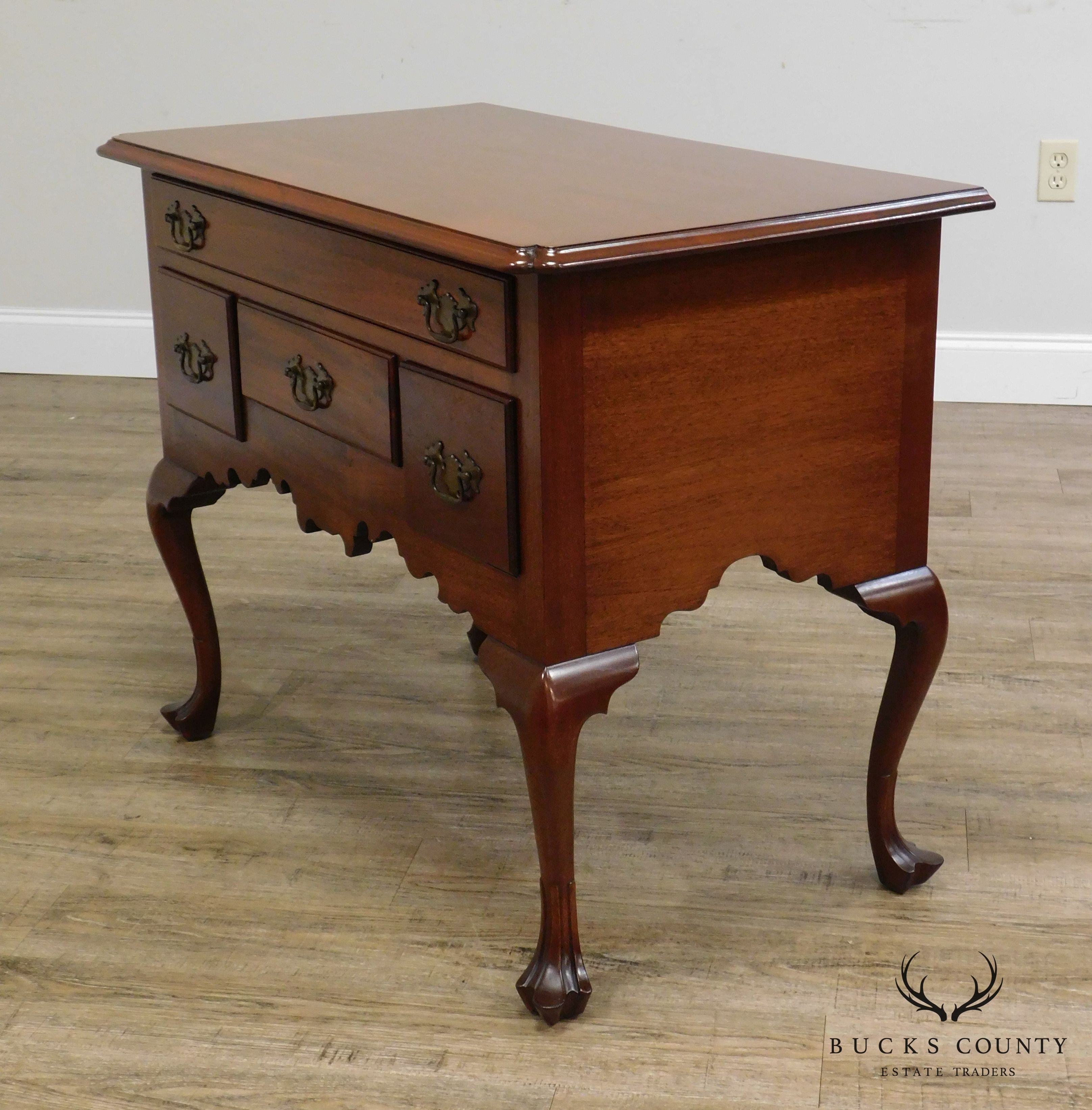 Queen Anne Style 1940's Hand Crafted Mahogany Trifed Foot Lowboy