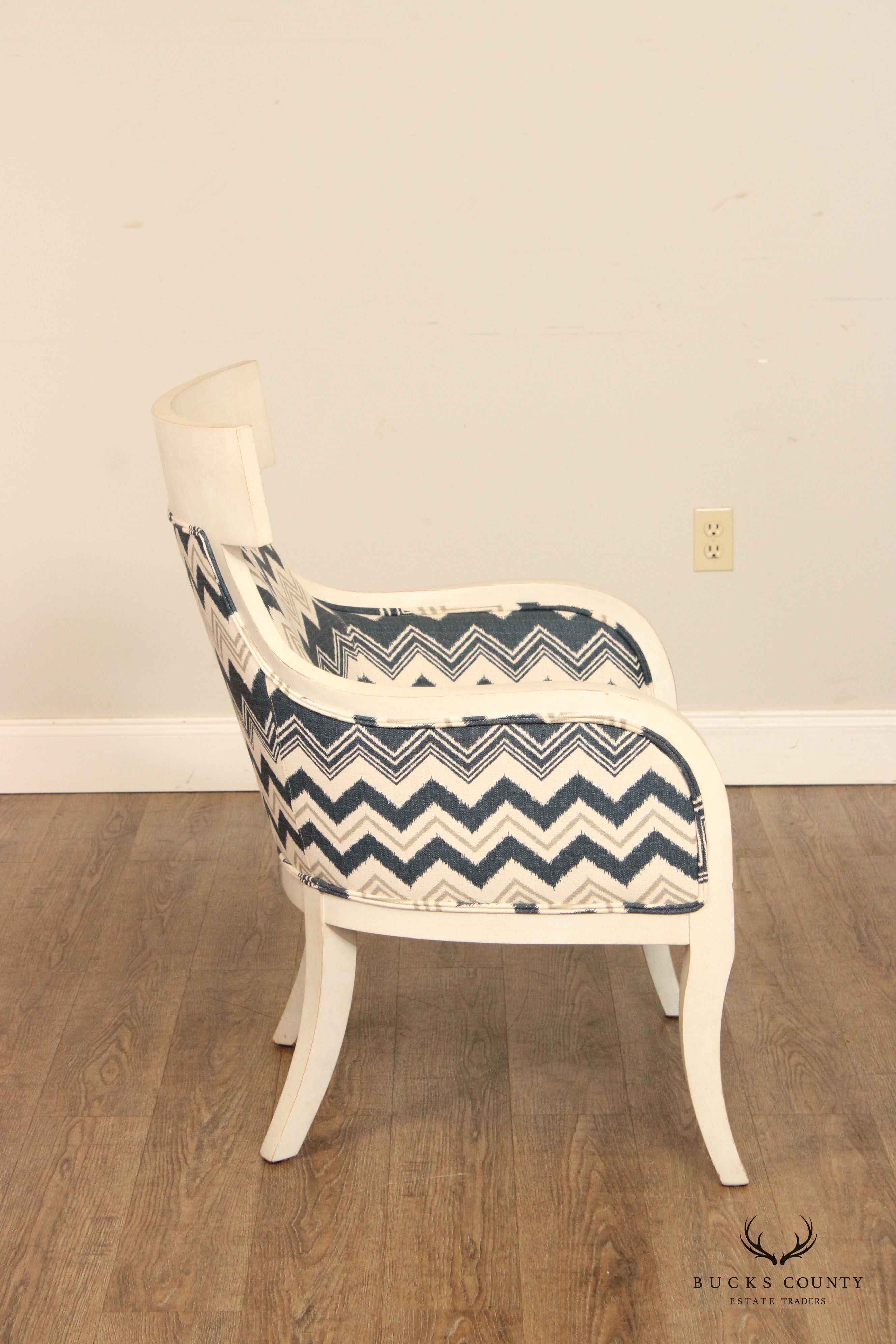 Century Furniture Empire Style White-Painted Bergere Armchair