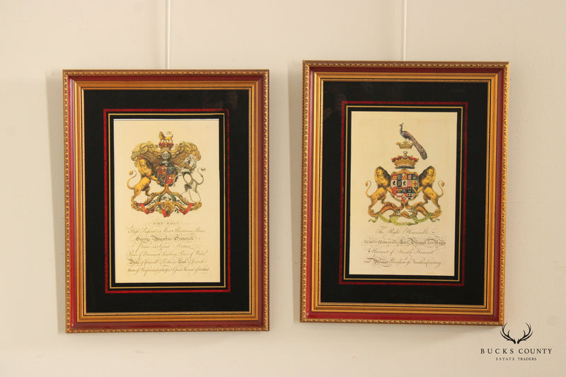 Bombay Company Pair English Coat of Arms Prints, Custom Framed