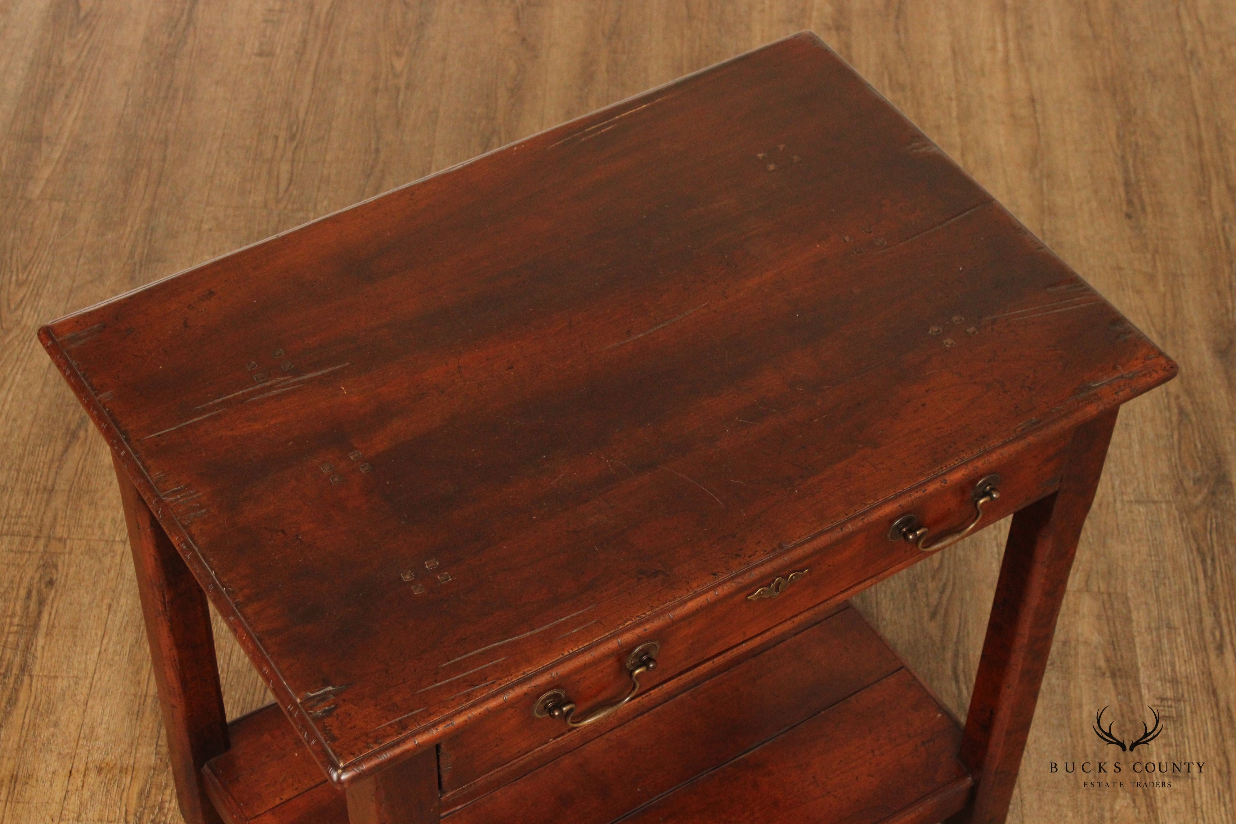 Rustic Chippendale Style One Drawer Two-Tier Work Table