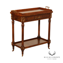 Maitland Smith Regency Style Mahogany Tray Top Bar Cart