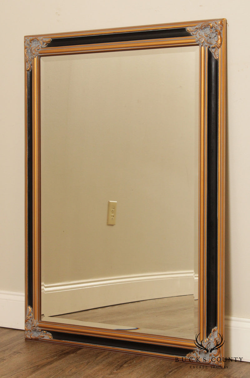 Regency Style Black and Gilt Framed Mirror