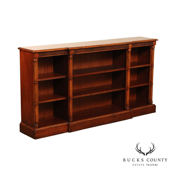 Regency Style Walnut Low Triple Bookcase