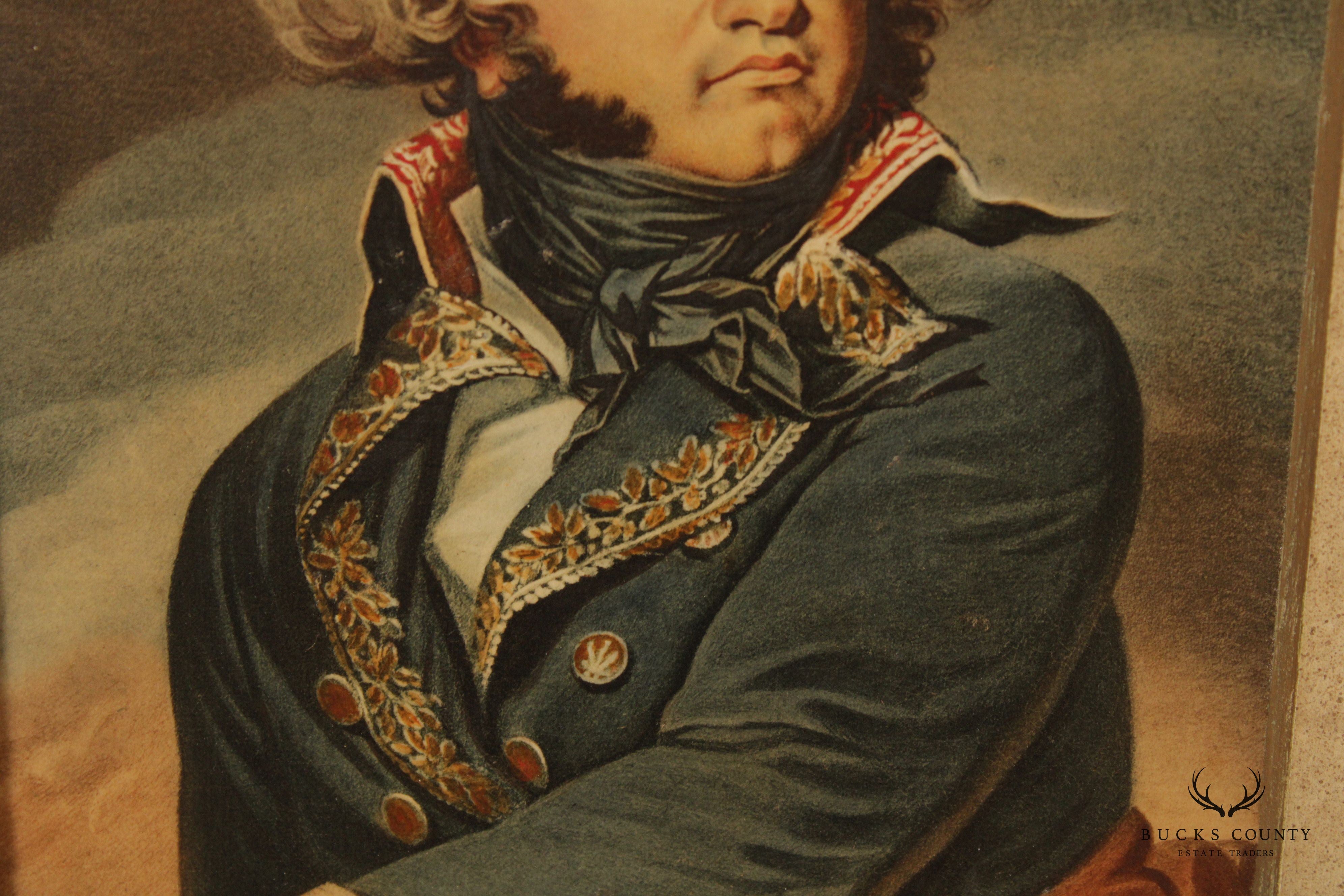 Vintage French General Jean Baptiste Kleber Portrait Print, After Jean-Urbain Guérin