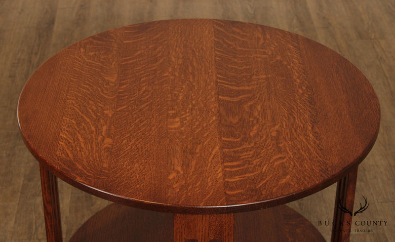 Custom Quality Mission Style Oak Round Side Table