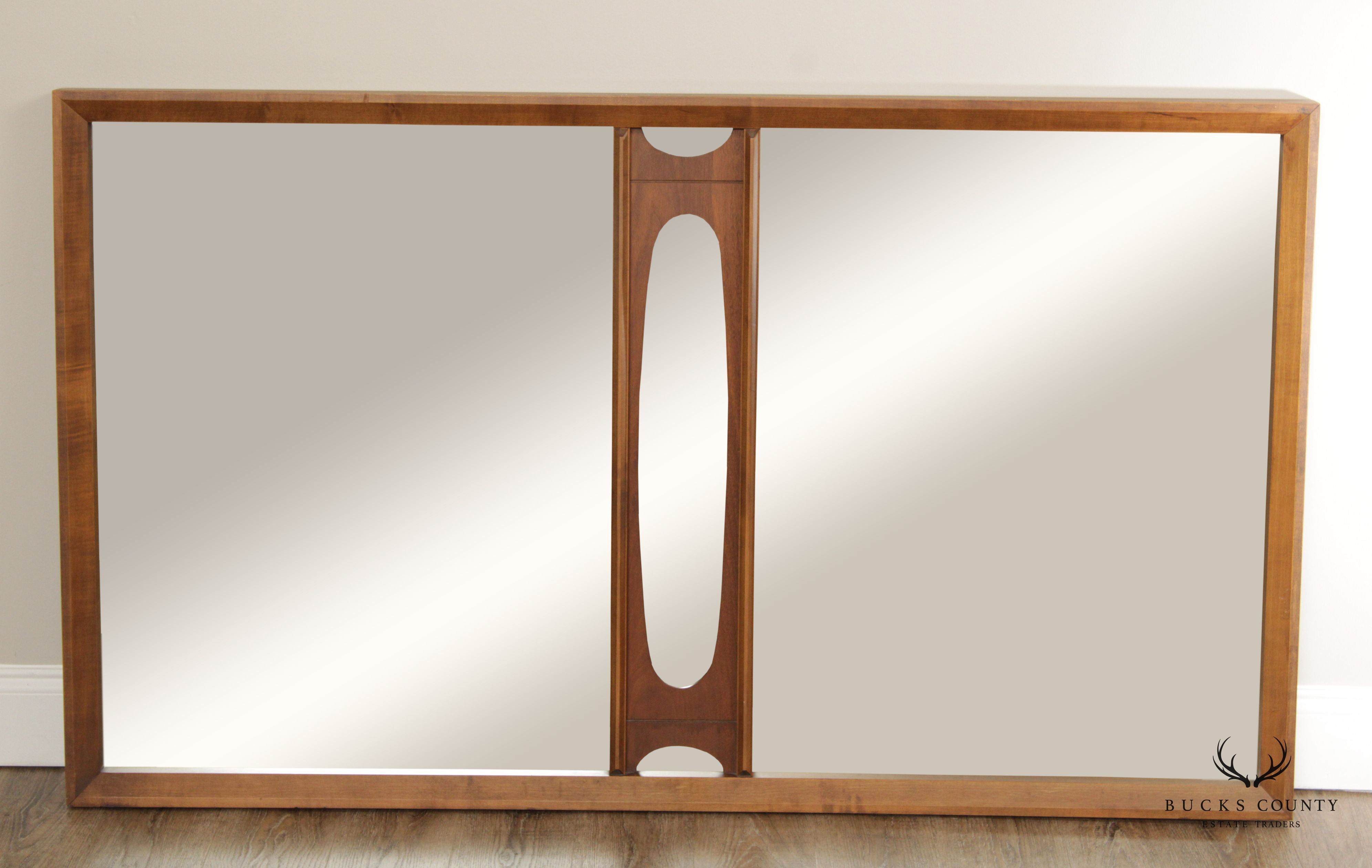 TOBAGO MID CENTURY MODERN SCULPTED WALNUT FRAME MIRROR