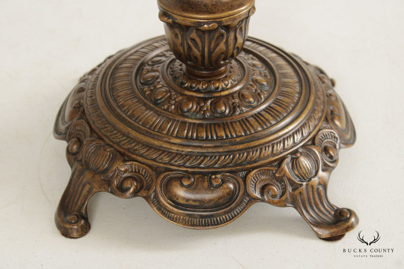 Victorian Style Pair of Bronze Three-Light Candelabra