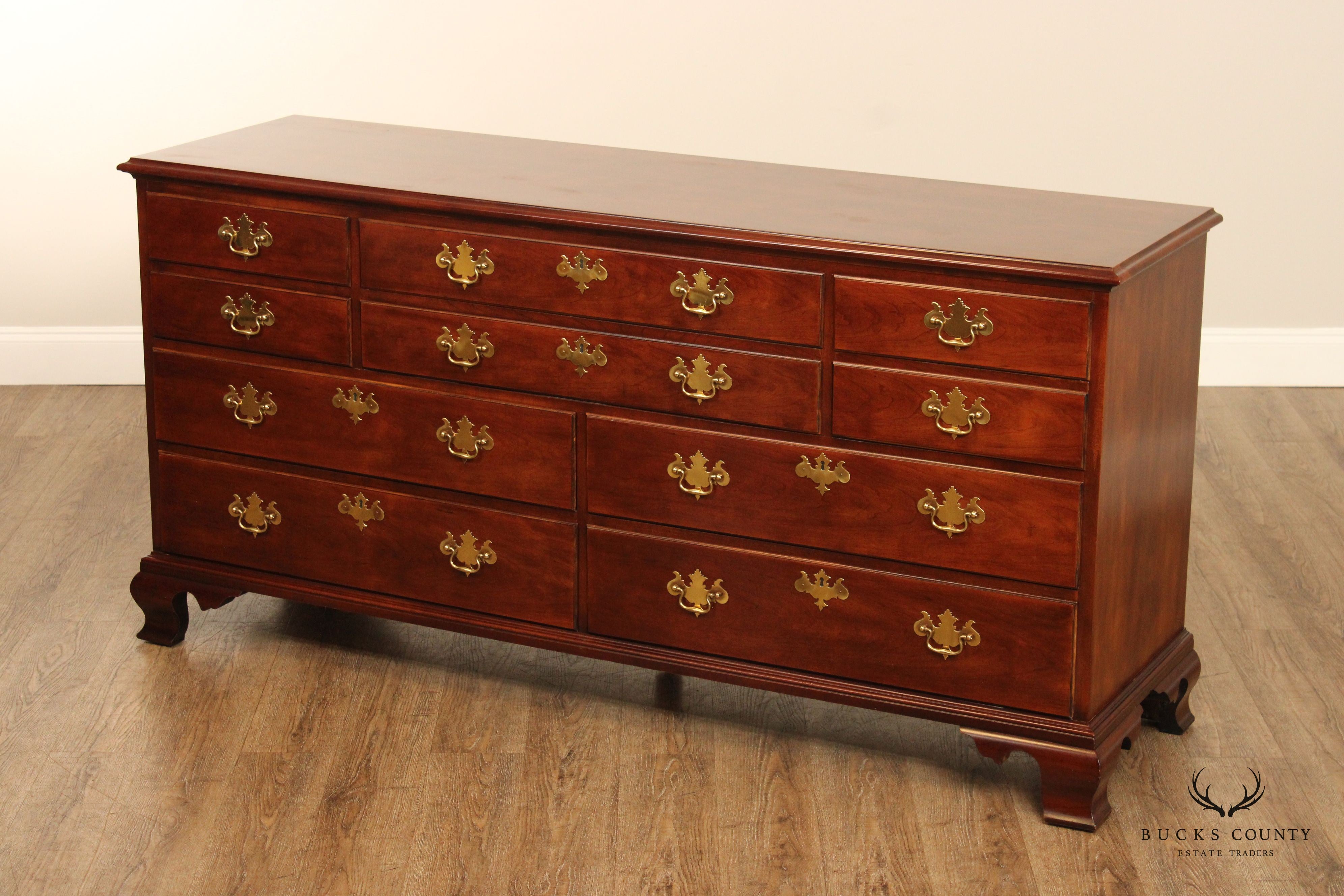 Henredon 'Salem' Chippendale Style Cherry Long Chest of Drawers