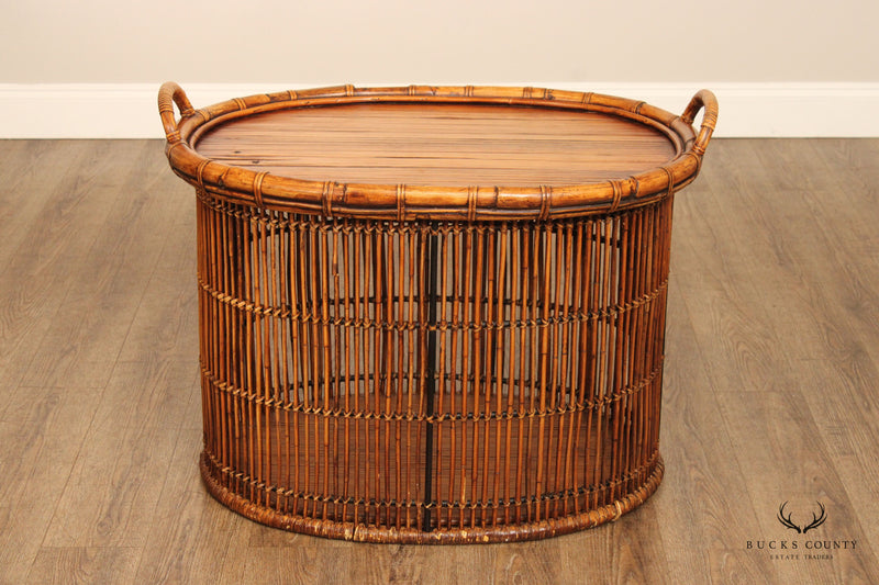 Palecek Bamboo and Rattan Oval Tray Table