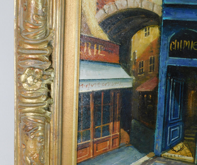 "LCOR DE LGOR" Impasto Oil on Canvas Framed Painting Paris Cafe Street Scene