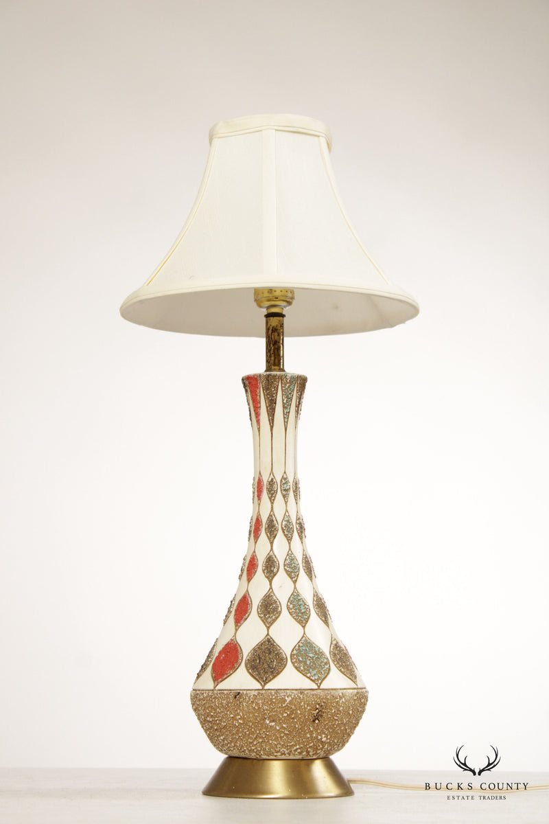 Mid Century Modern Pair of Glazed Ceramic Table Lamps