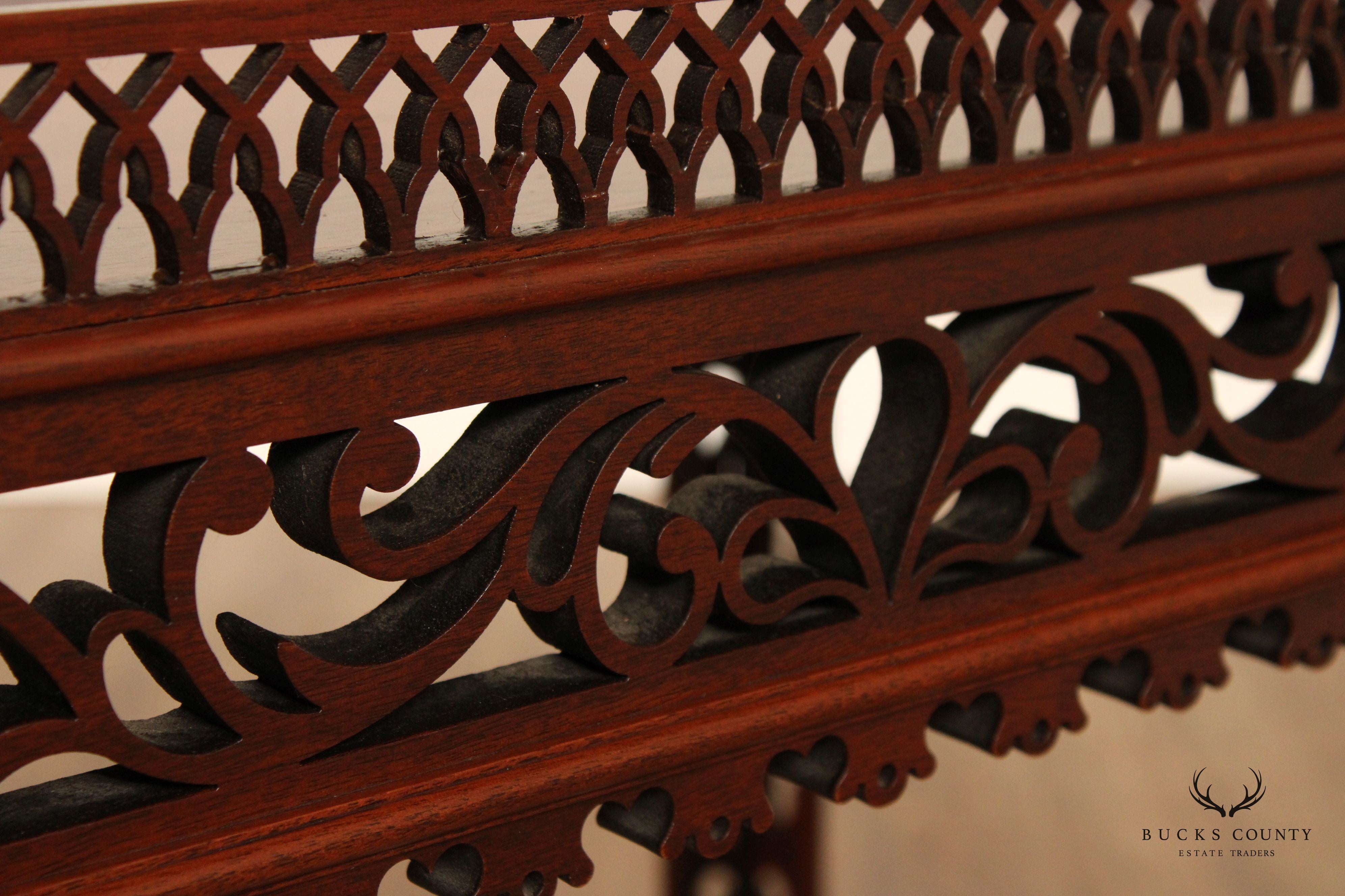 Chinese Chippendale Style Carved Mahogany Tea Table