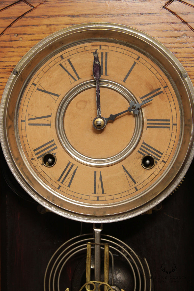 Antique William L. Gilbert Victorian Oak Case Mantel Clock