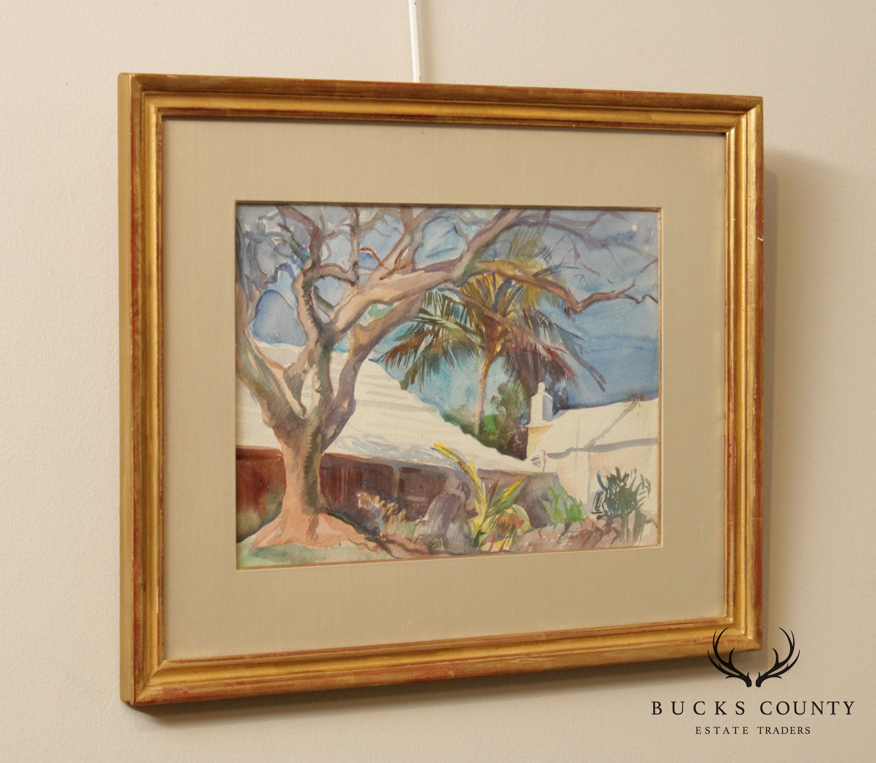 Alice Kent Stoddard 'Florida Landscape' Watercolor Painting