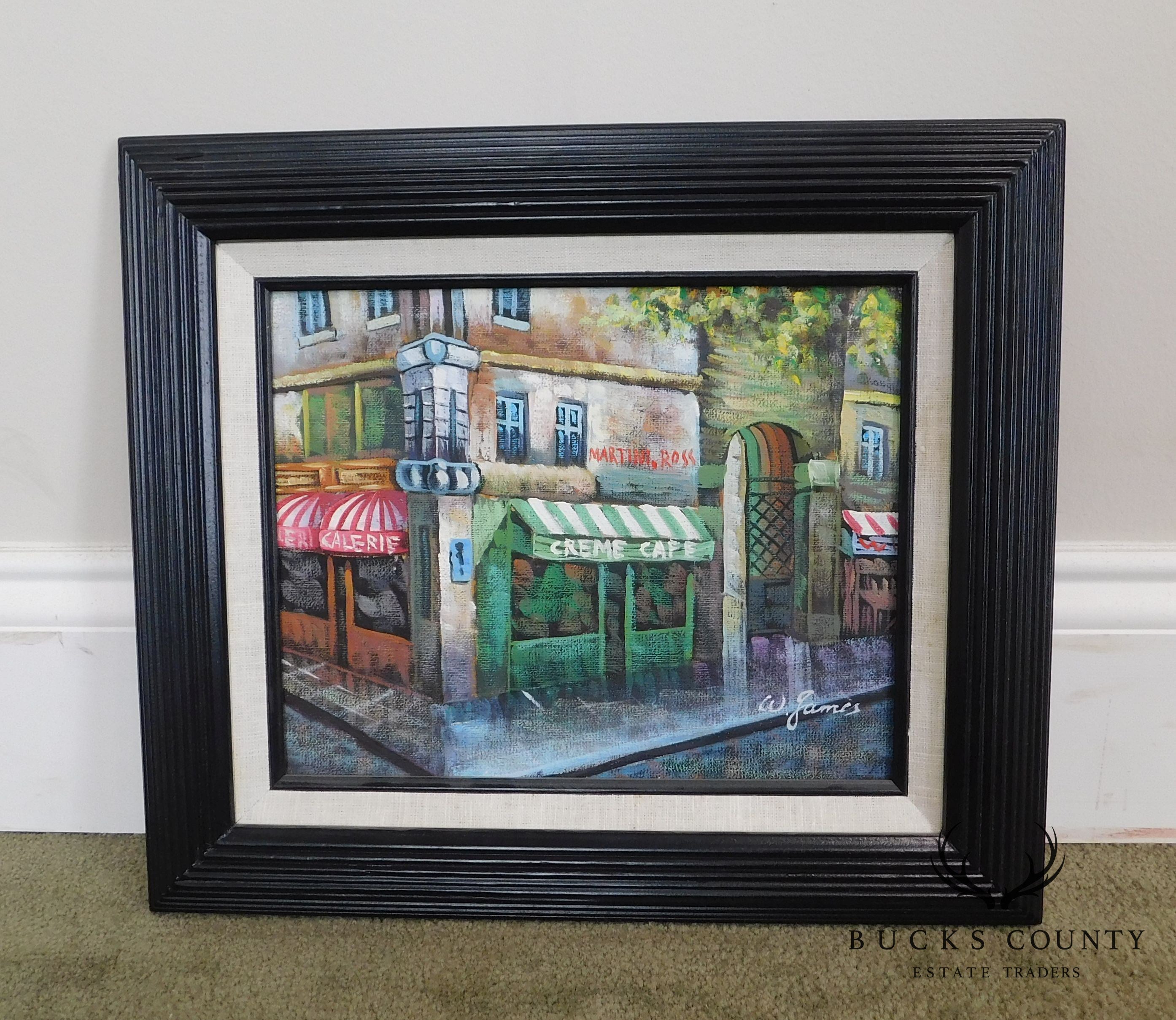 Framed Painting "Creme Cafe" Signed W. James