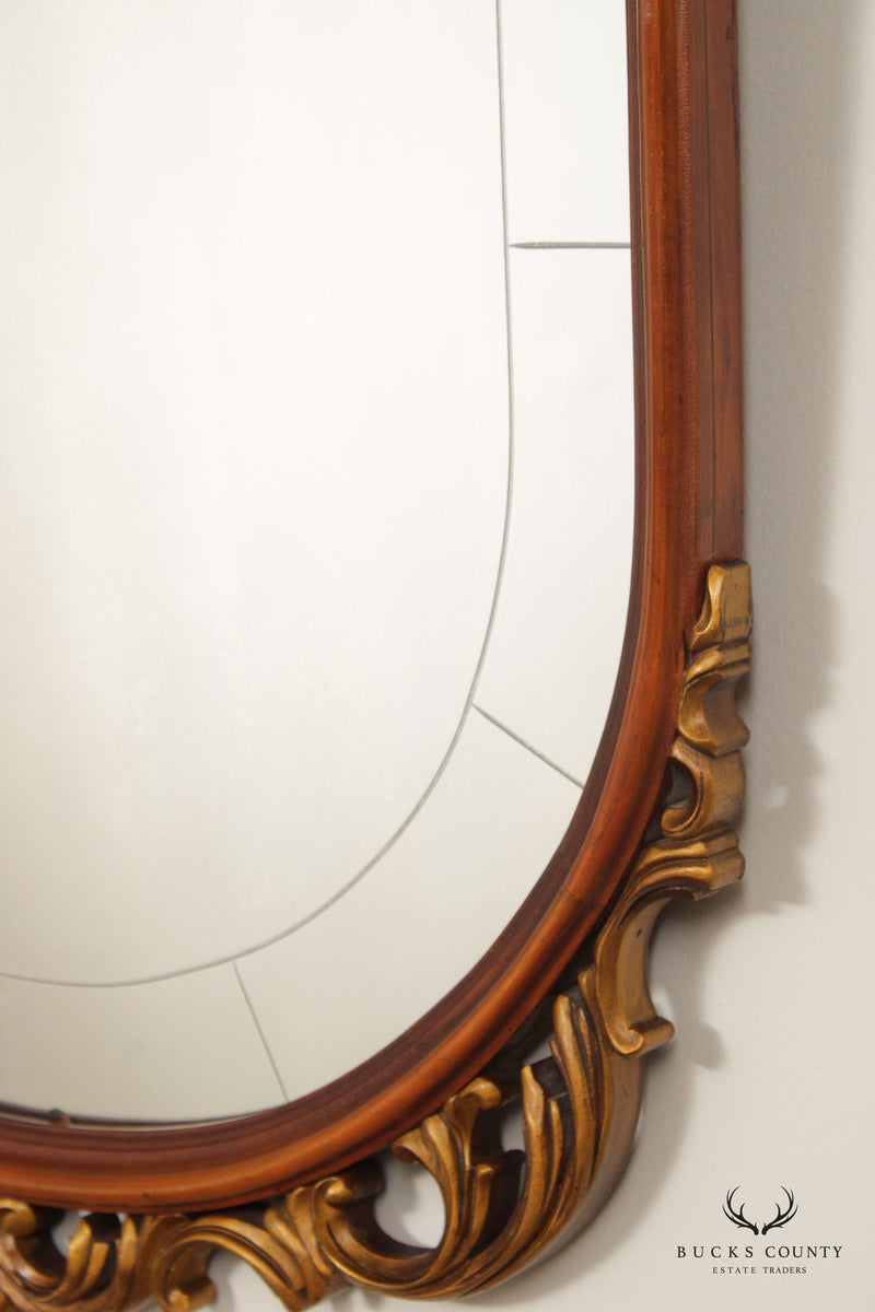 1930' French Rococo Revival Style Carved Partial Gilt Wall Mirror
