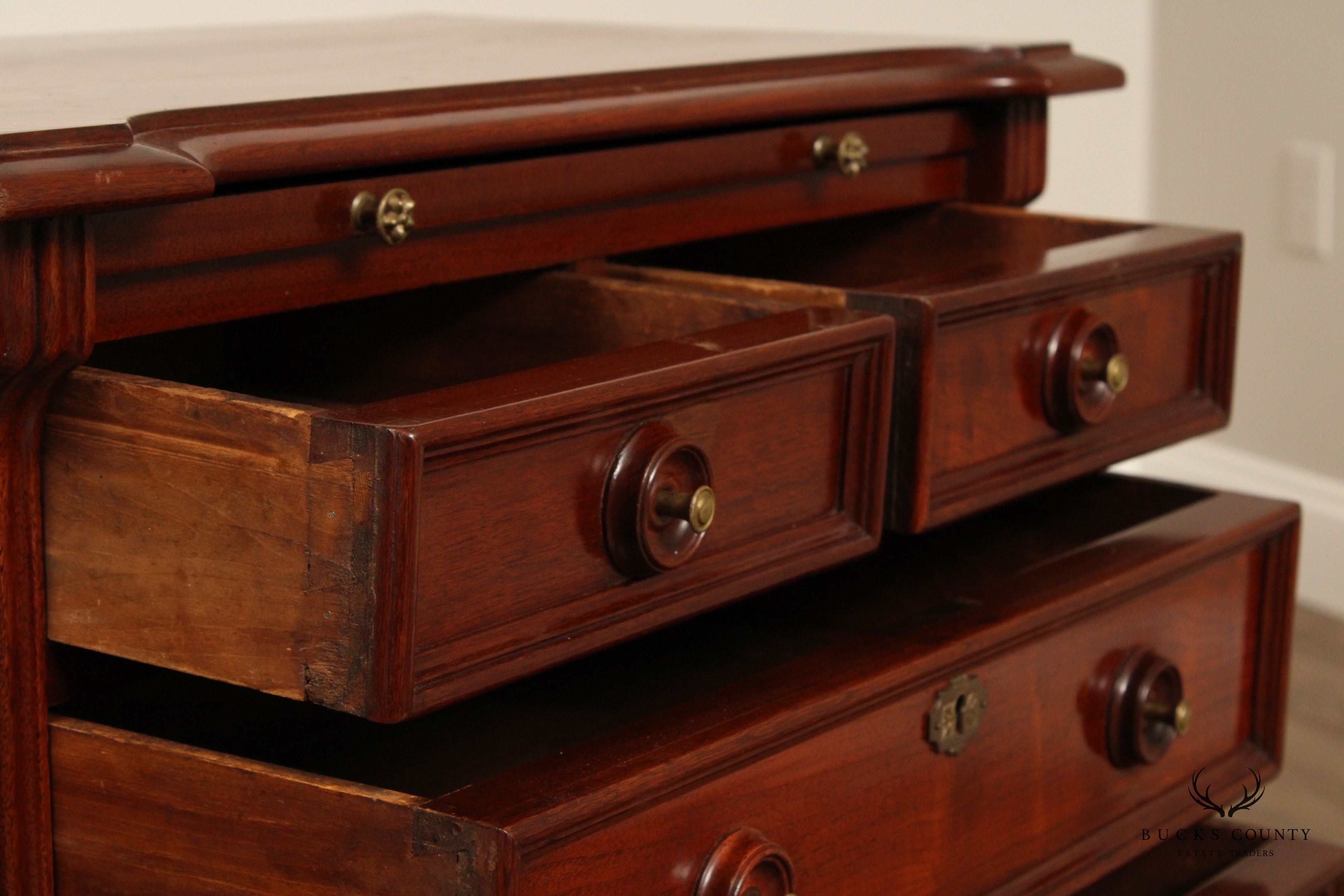 Antique English Mahogany And Rosewood Bachelor's Chest