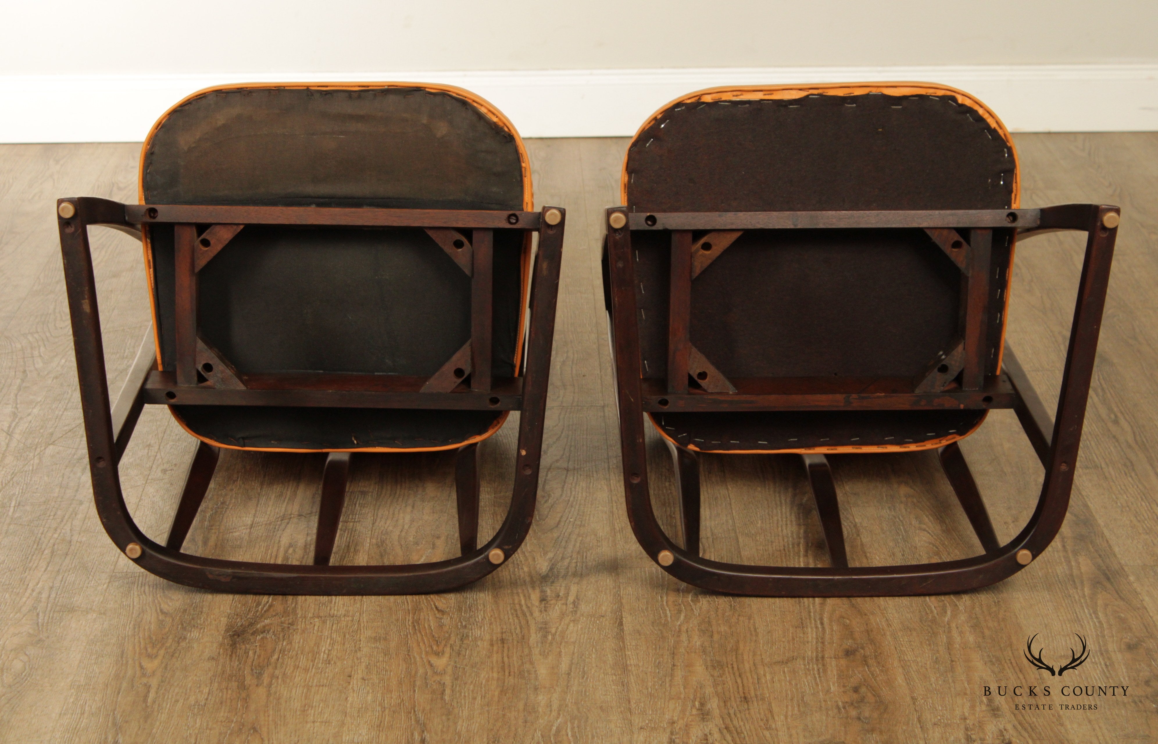 Mid Century Modern Pair of Edward Wormley for Dunbar Mahogany Armchairs