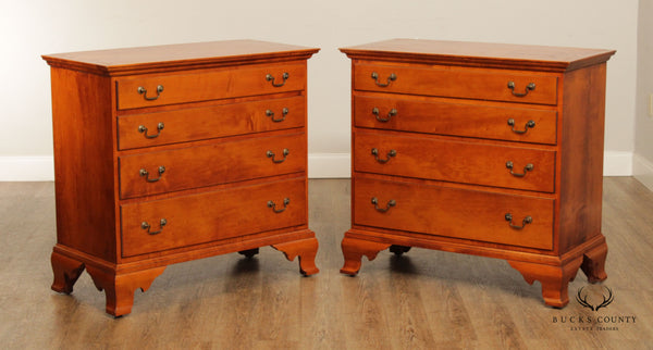 Chippendale Style Pair of Hand Crafted Maple Four Drawer Chests
