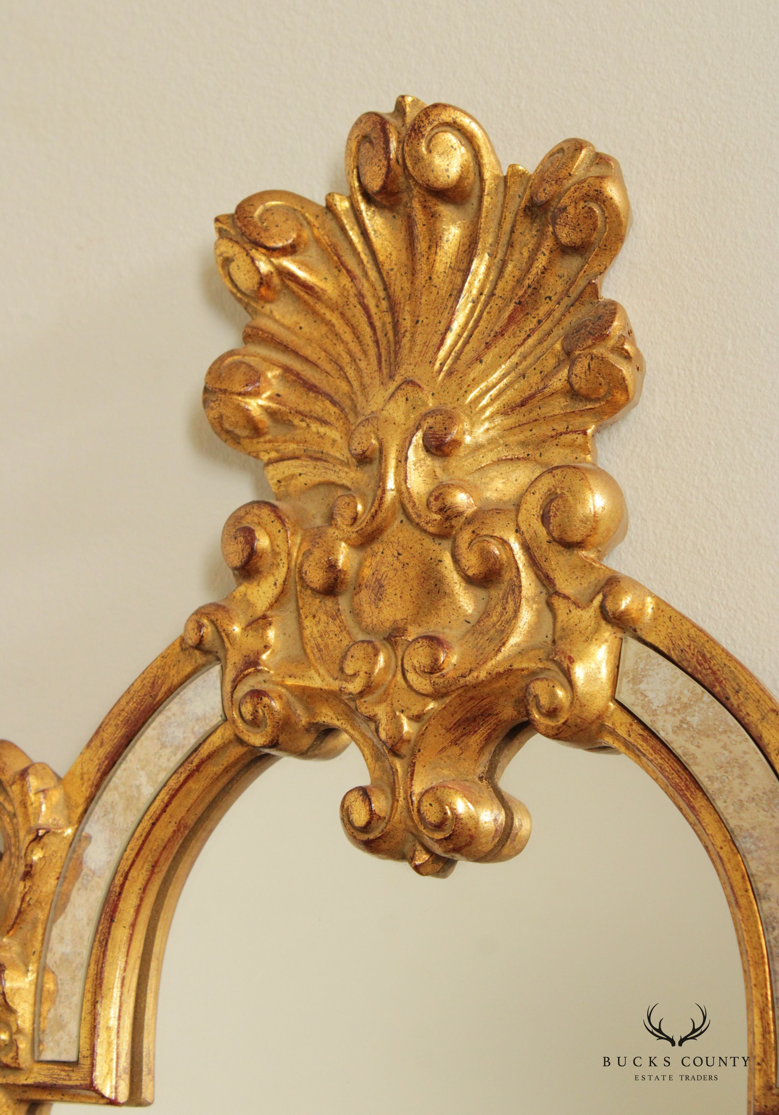 LaBarge Italian Rococo Style Giltwood Carved Wall Mirror