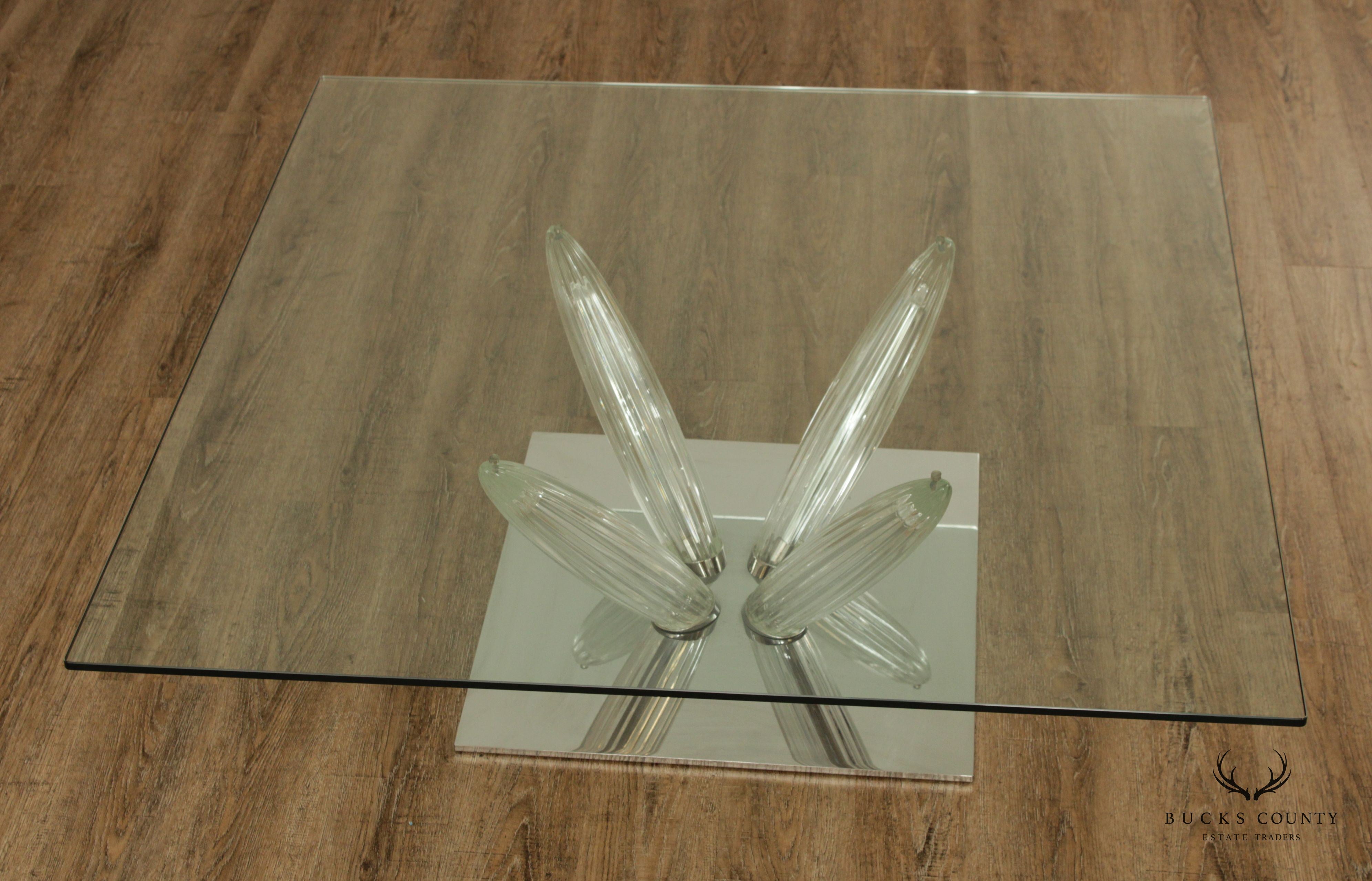 Roche Bobois Contemporary Glass Top Square Coffee Table