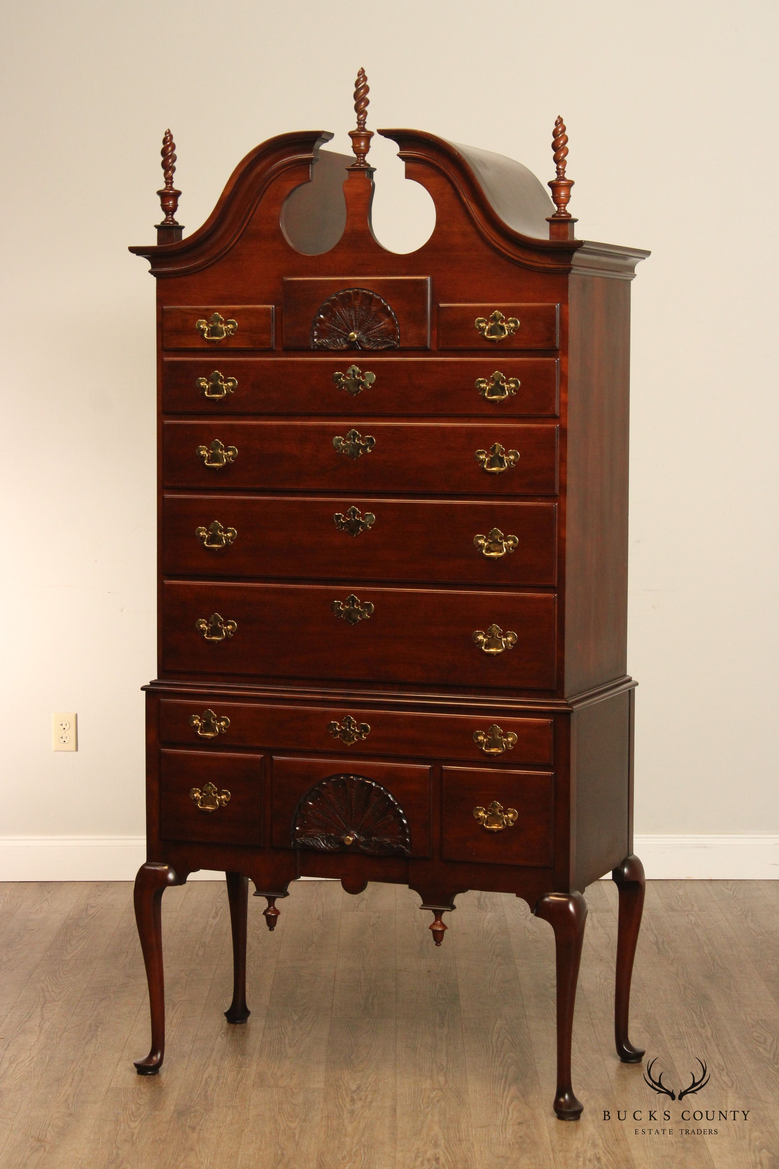 Statton Queen Anne Style Cherry Highboy Chest