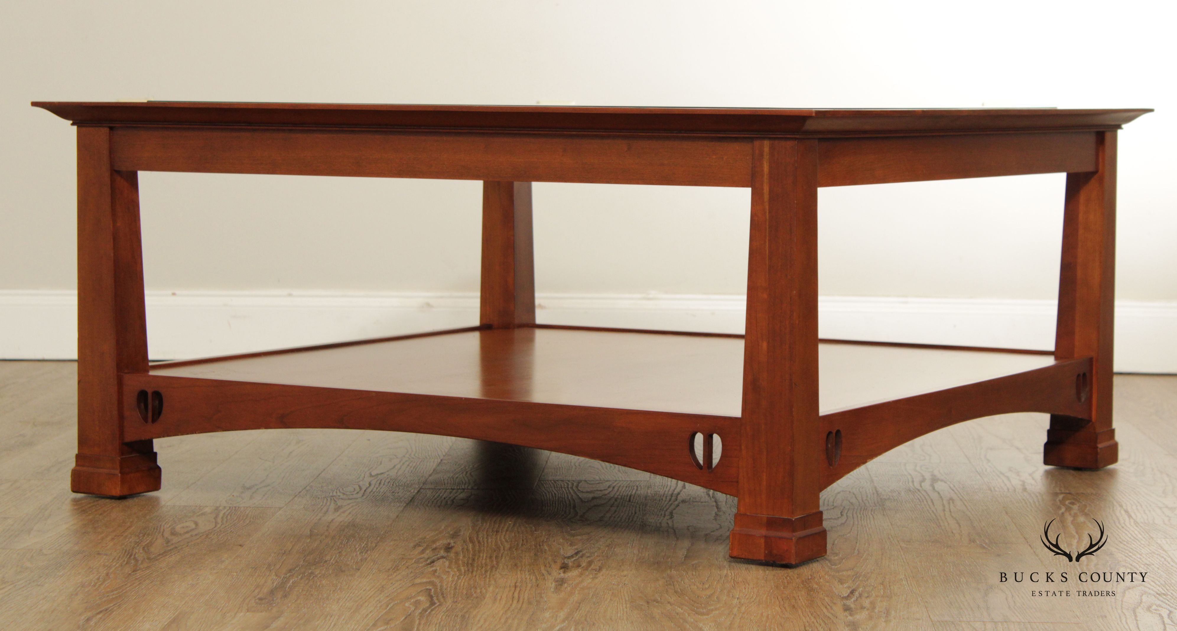 Stickley Arts & Crafts Style Cherry Square Cocktail Table