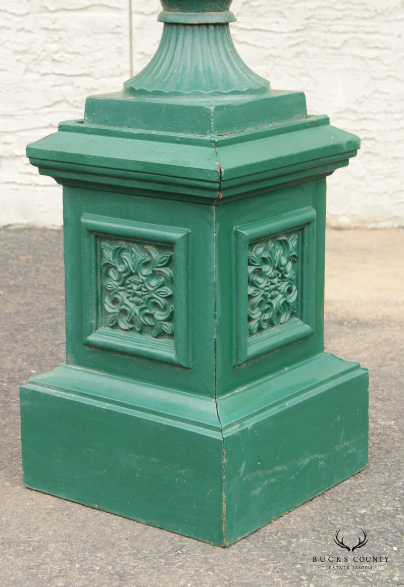 Antique Cast Iron 'Dorchester' Pedestal Garden Urn