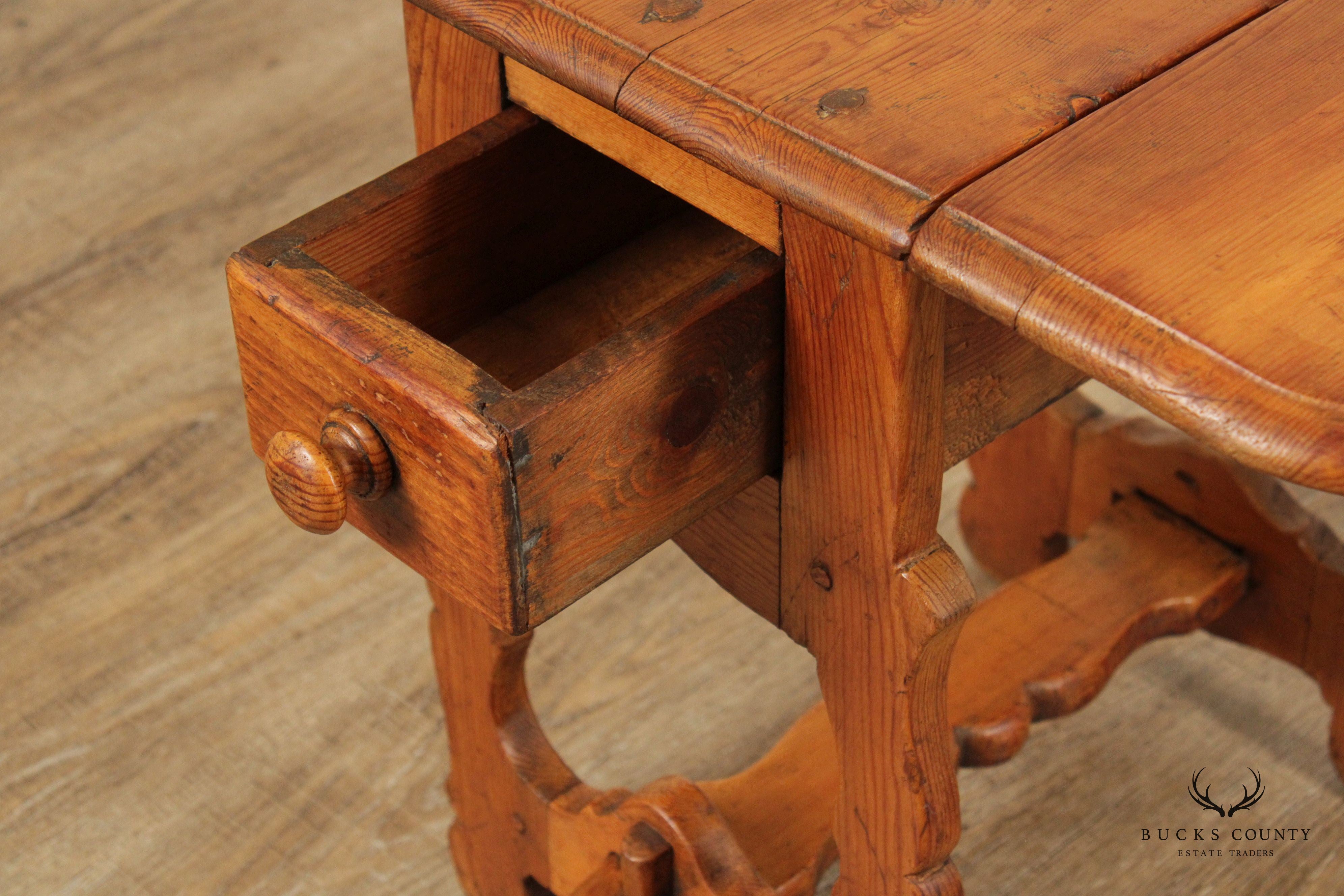 Antique Pine Drop Leaf Tavern Side Table