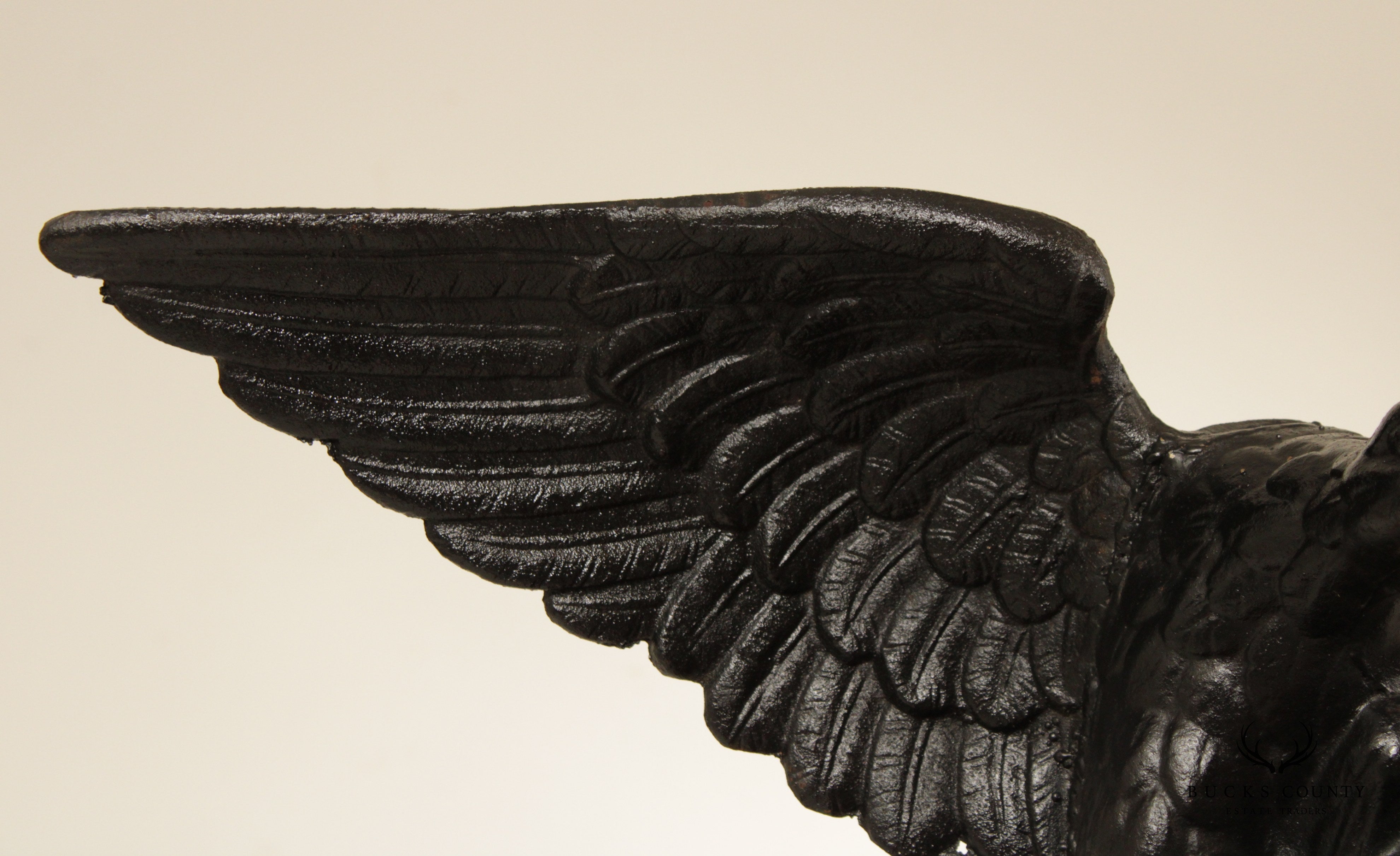 Vintage Cast Iron Eagle Sculpture on Wooden Base