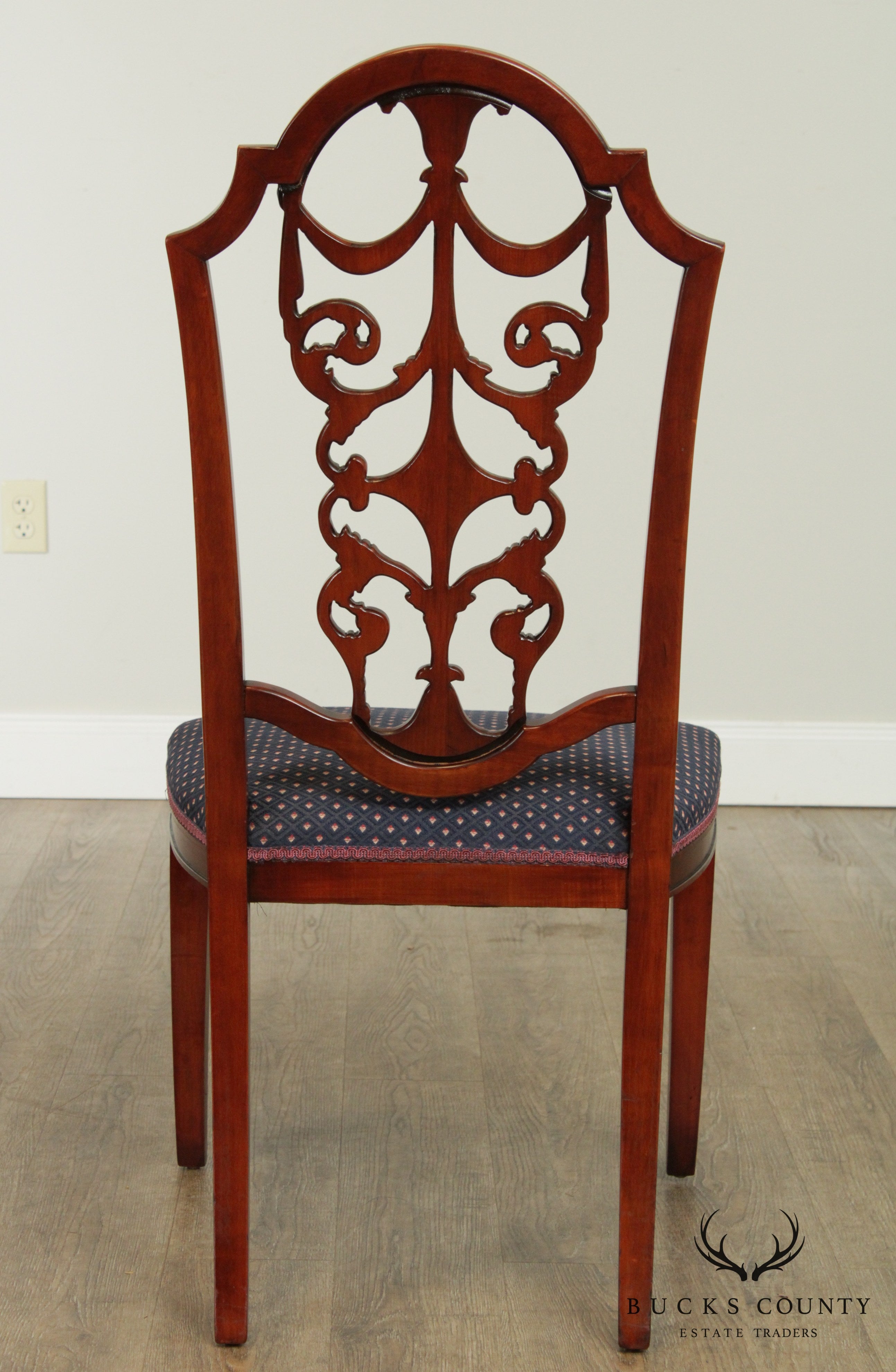 Georgian Style Vintage Carved Mahogany Set 8 Dining Chairs