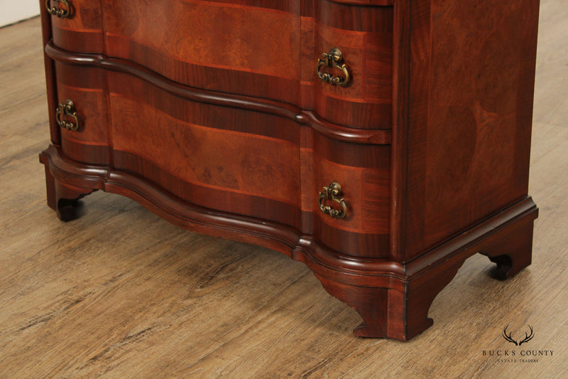 Italian Baroque Style Burl Wood Serpentine Chest of Drawers