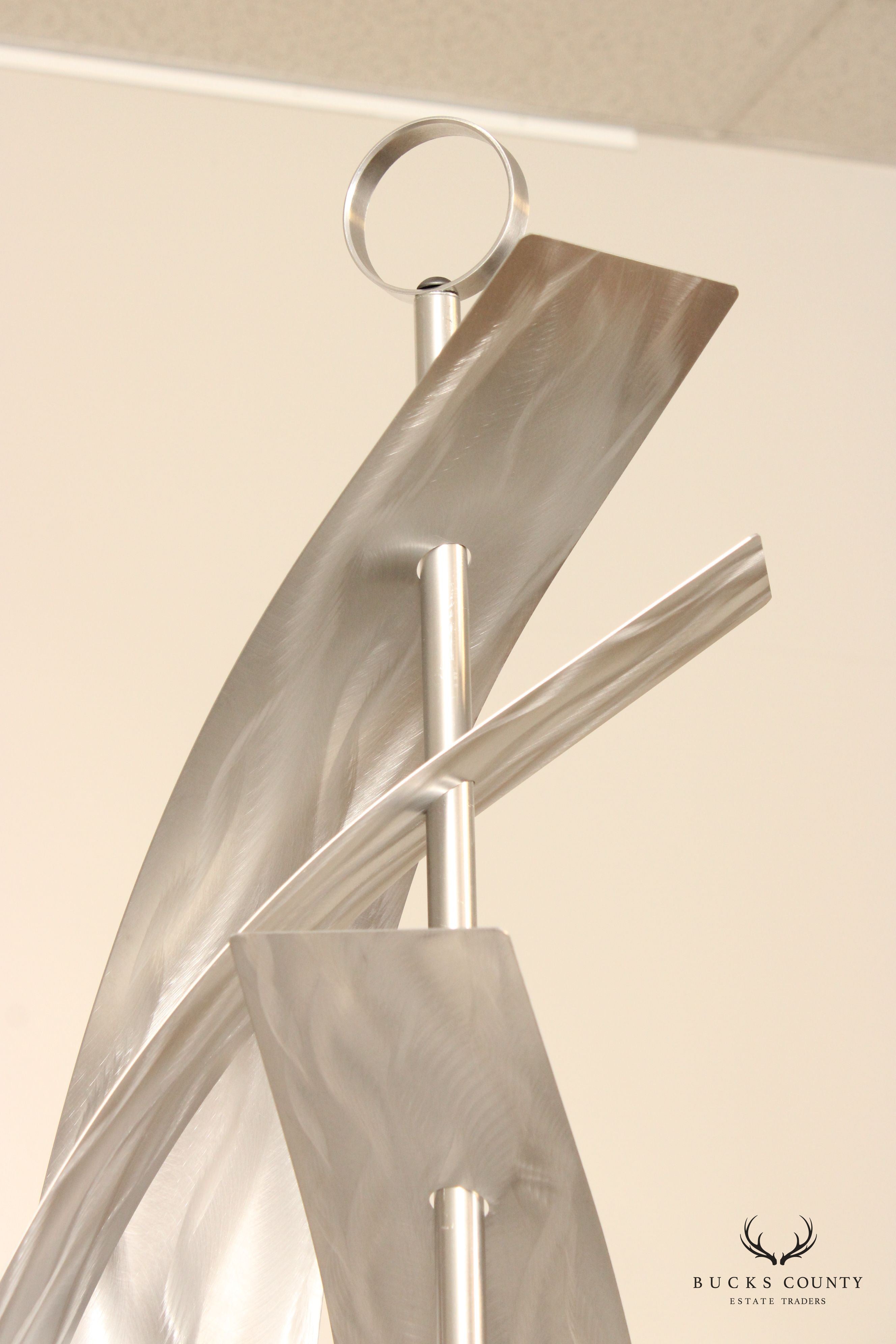 Contemporary Abstract Kinetic Metal Sail Large Sculpture