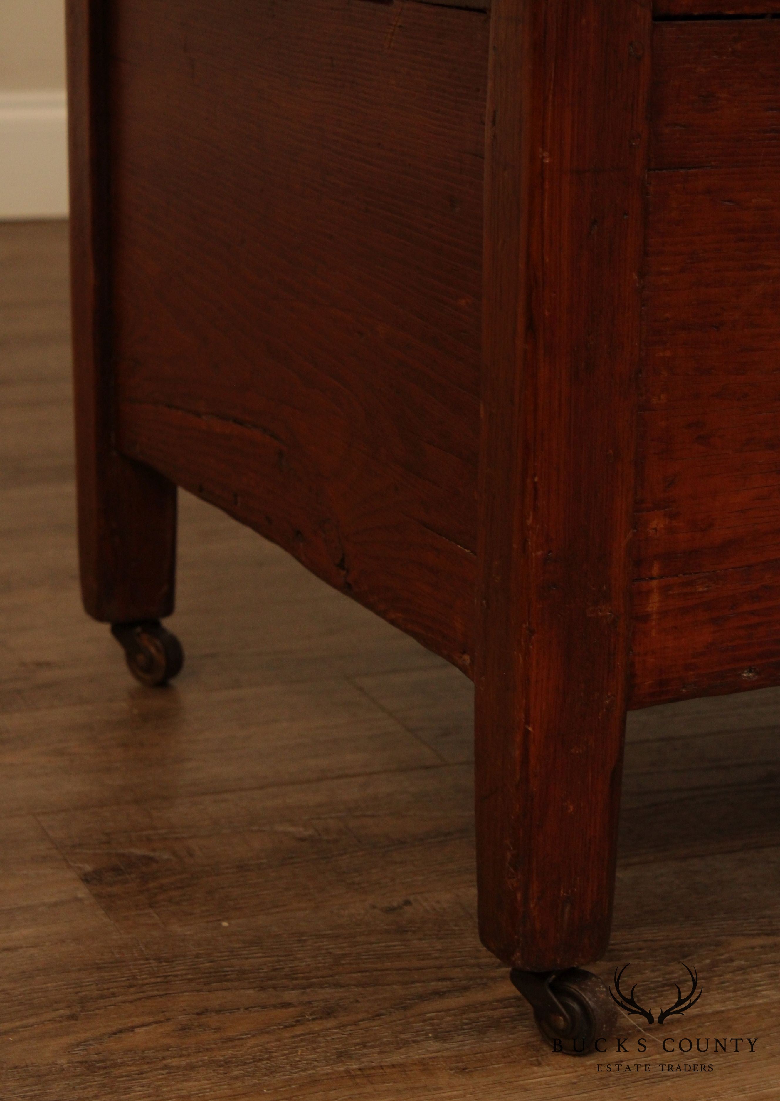 Antique 19th Century Primitive Pine Hutch Dining Table