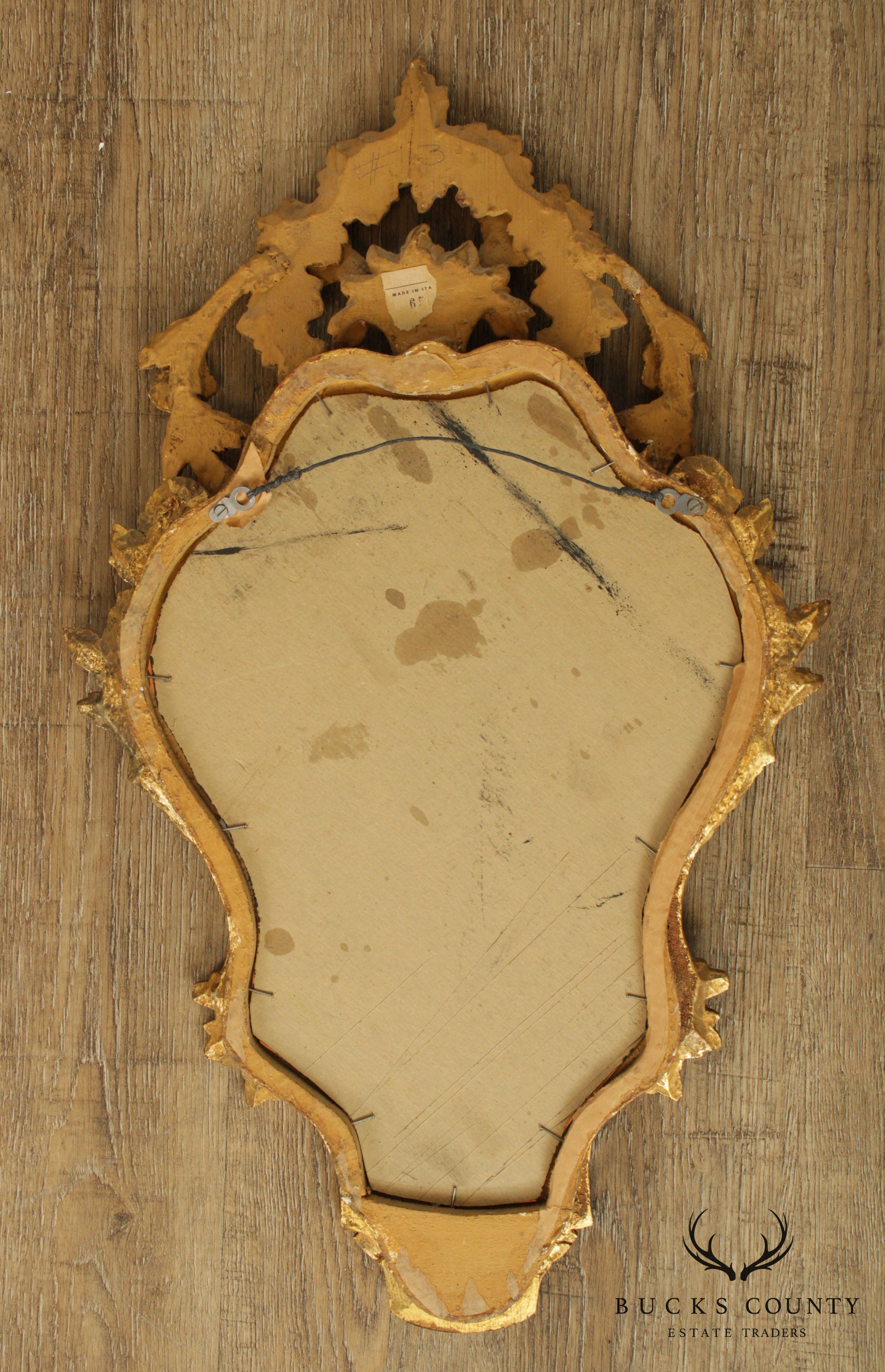 Vintage Giltwood Carved Italian Florentine Wall Mirror