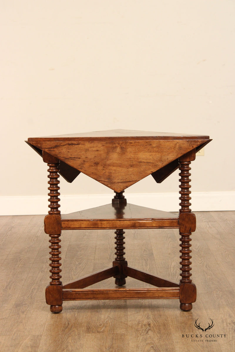 Jacobean Style Trefoil Drop-Leaf Side or Occasional Table