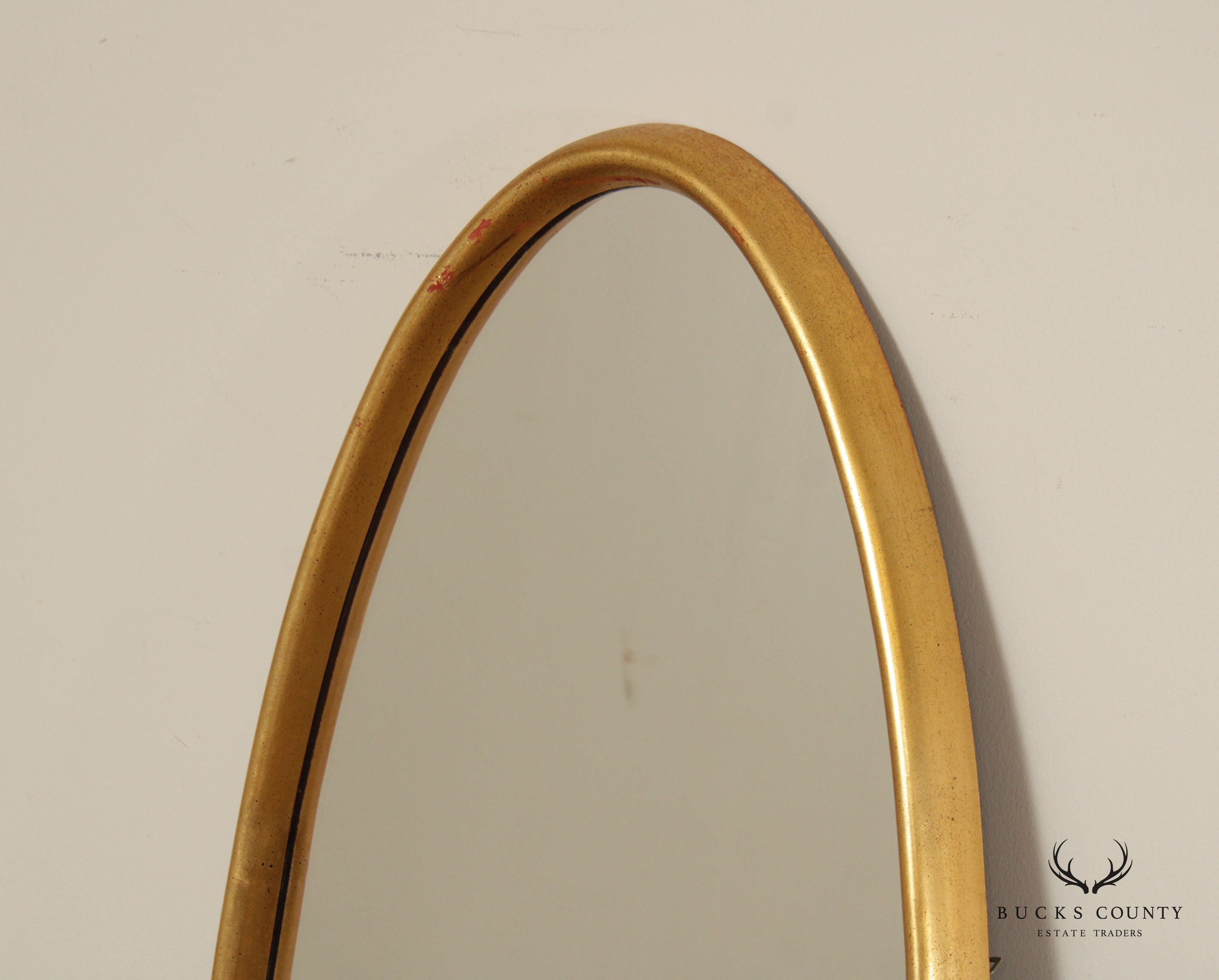 Mid Century Modern Giltwood Oval Wall Mirror