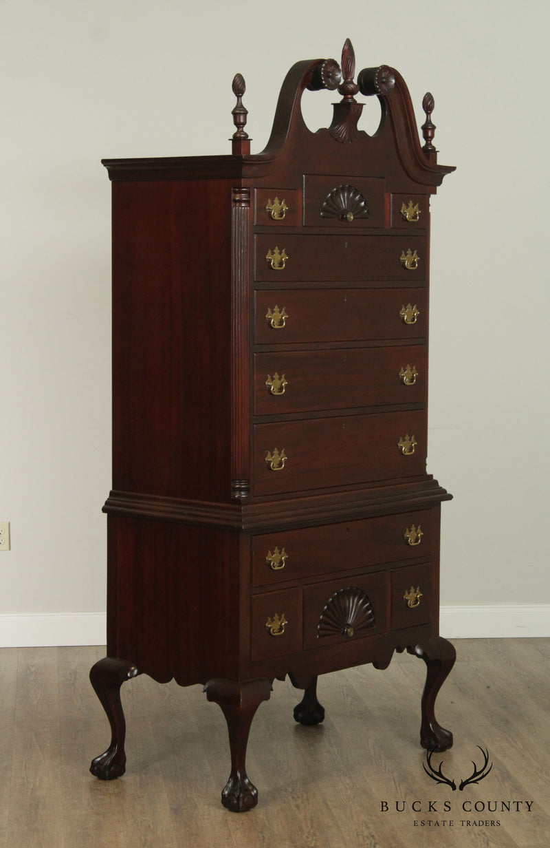 Charak 1930's Chippendale Style Hand Crafted Solid Mahogany Highboy